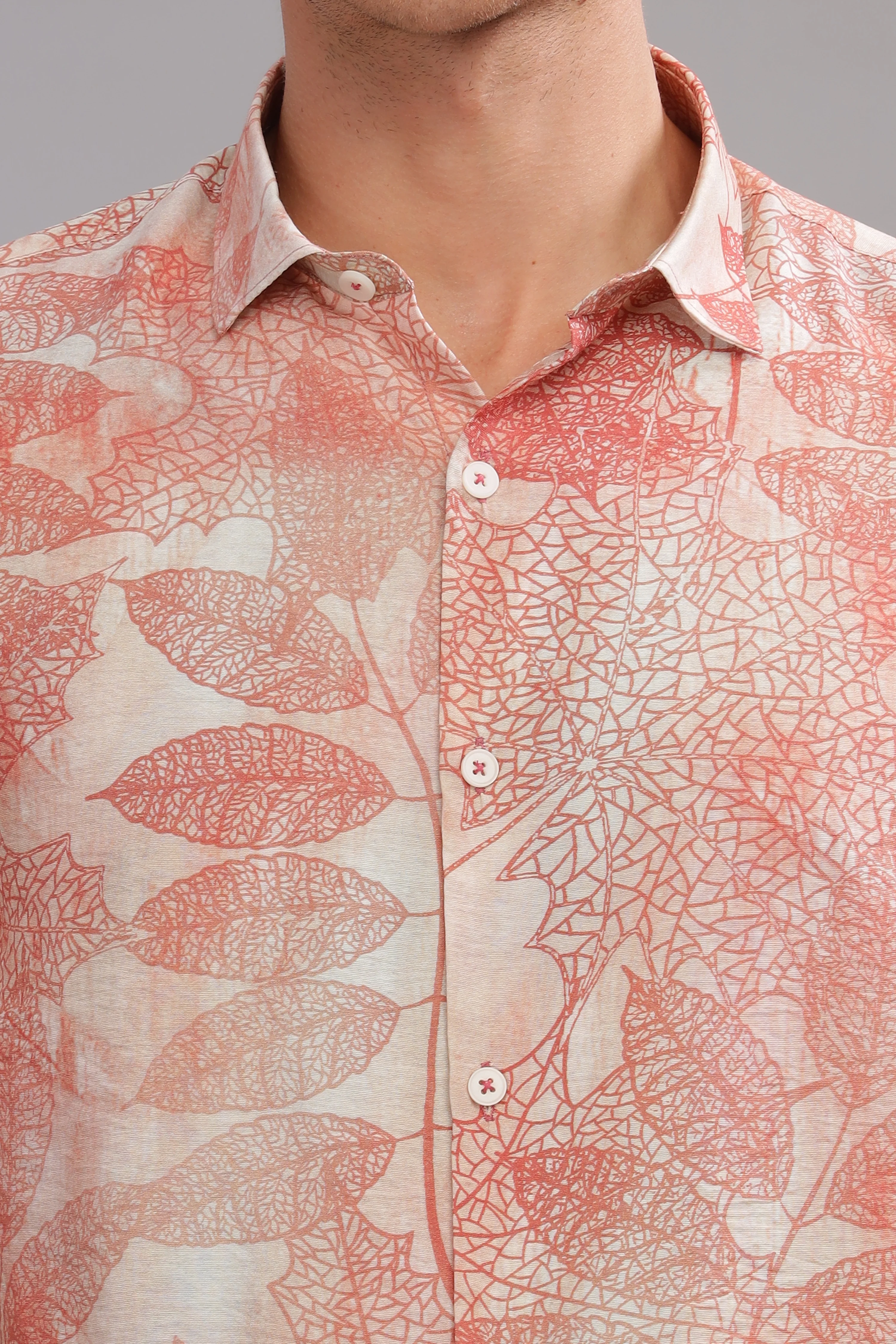 Men Red White Slim Fit Shirt - Image 7