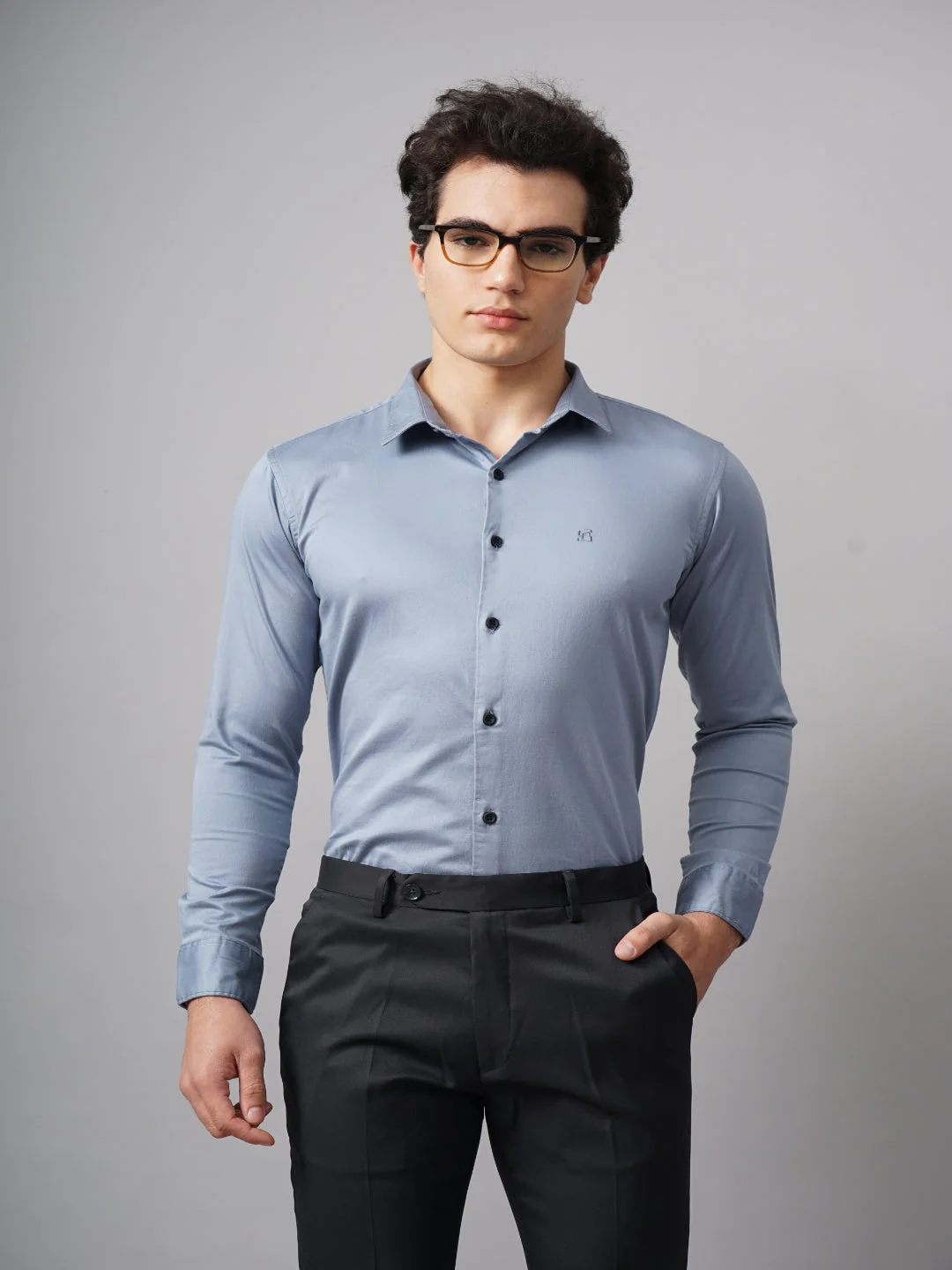 Men Refine Blue Solid Shirt