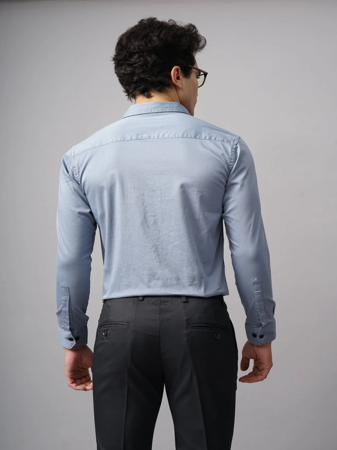 Men Refine Blue Solid Shirt - Image 2