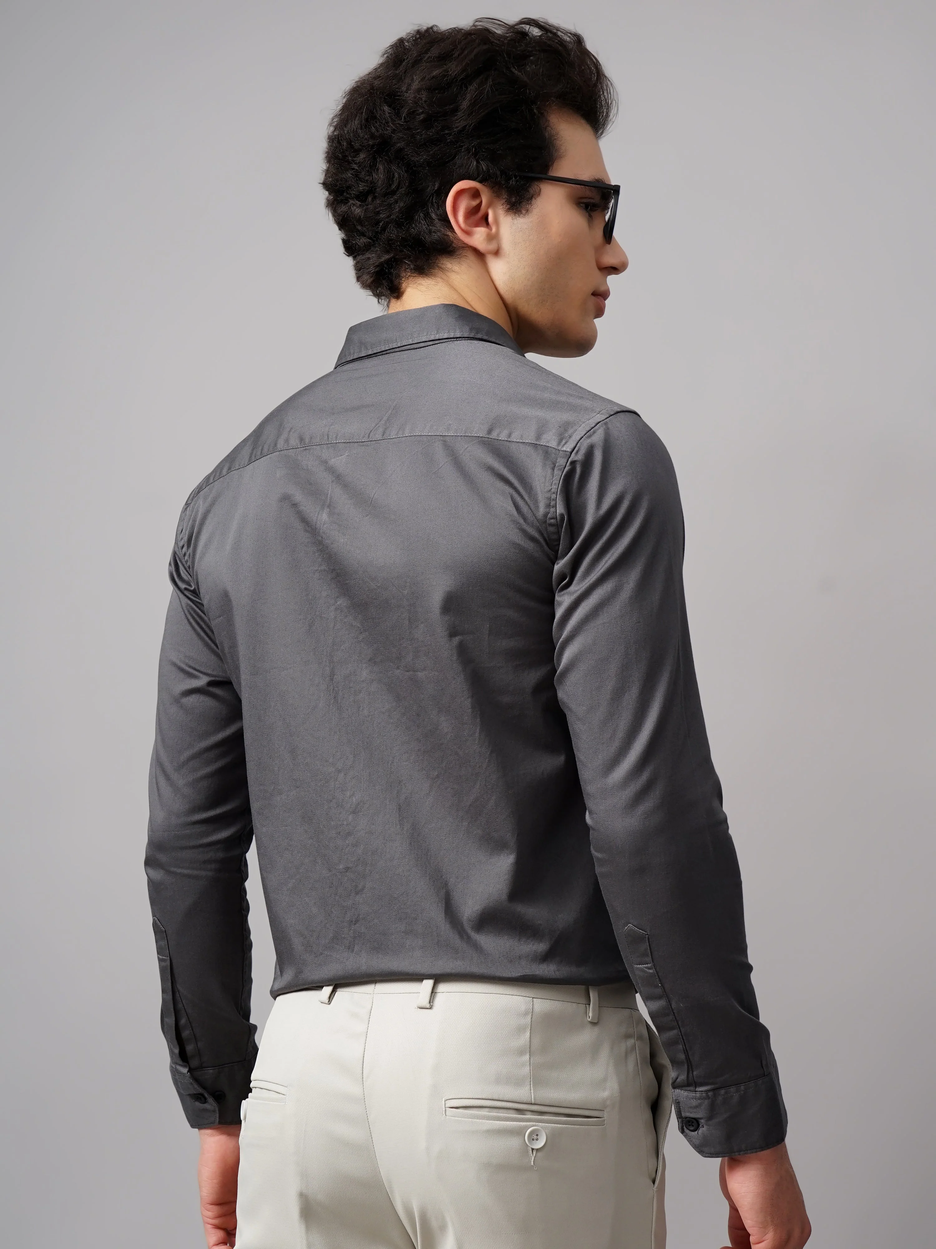 Men Refine Charcoal Solid Shirt - Image 2