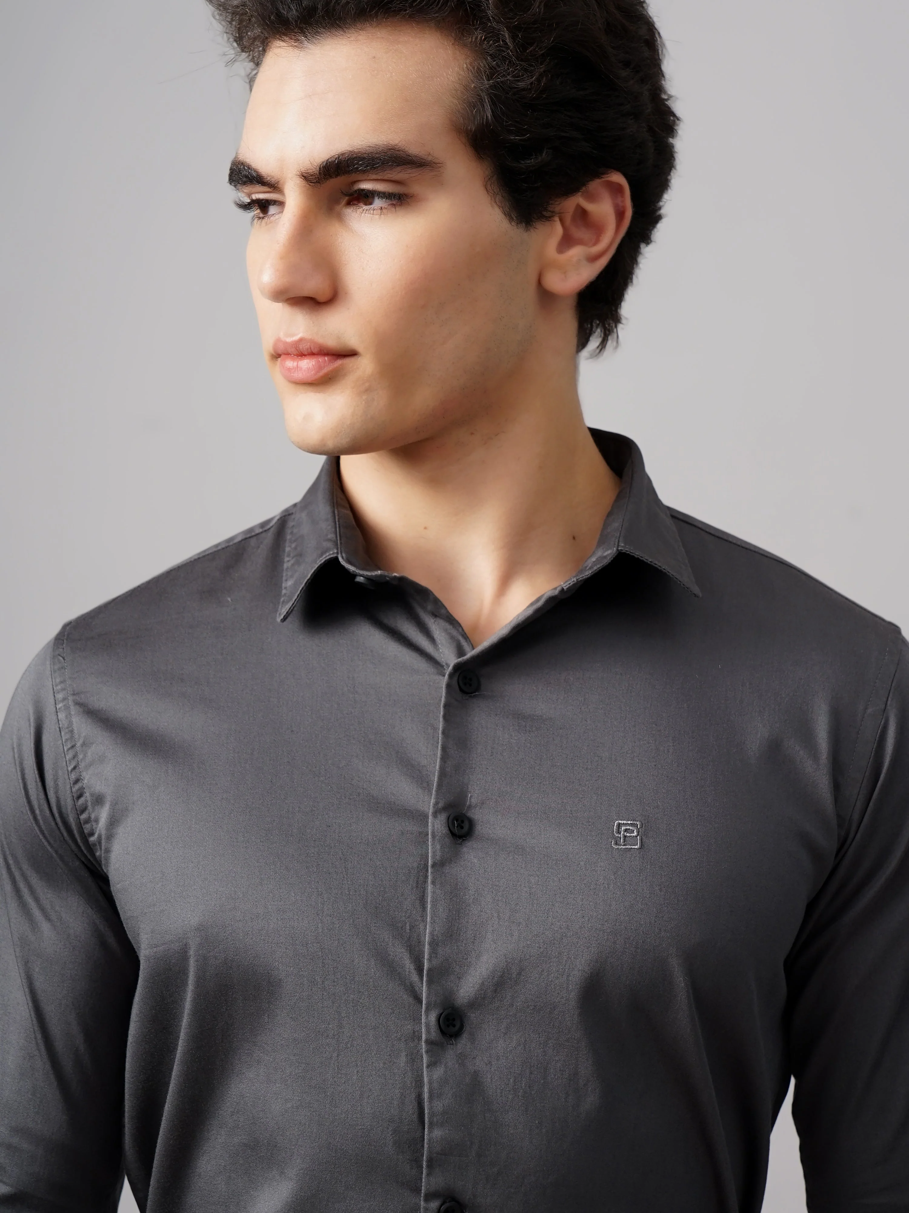 Men Refine Charcoal Solid Shirt - Image 4