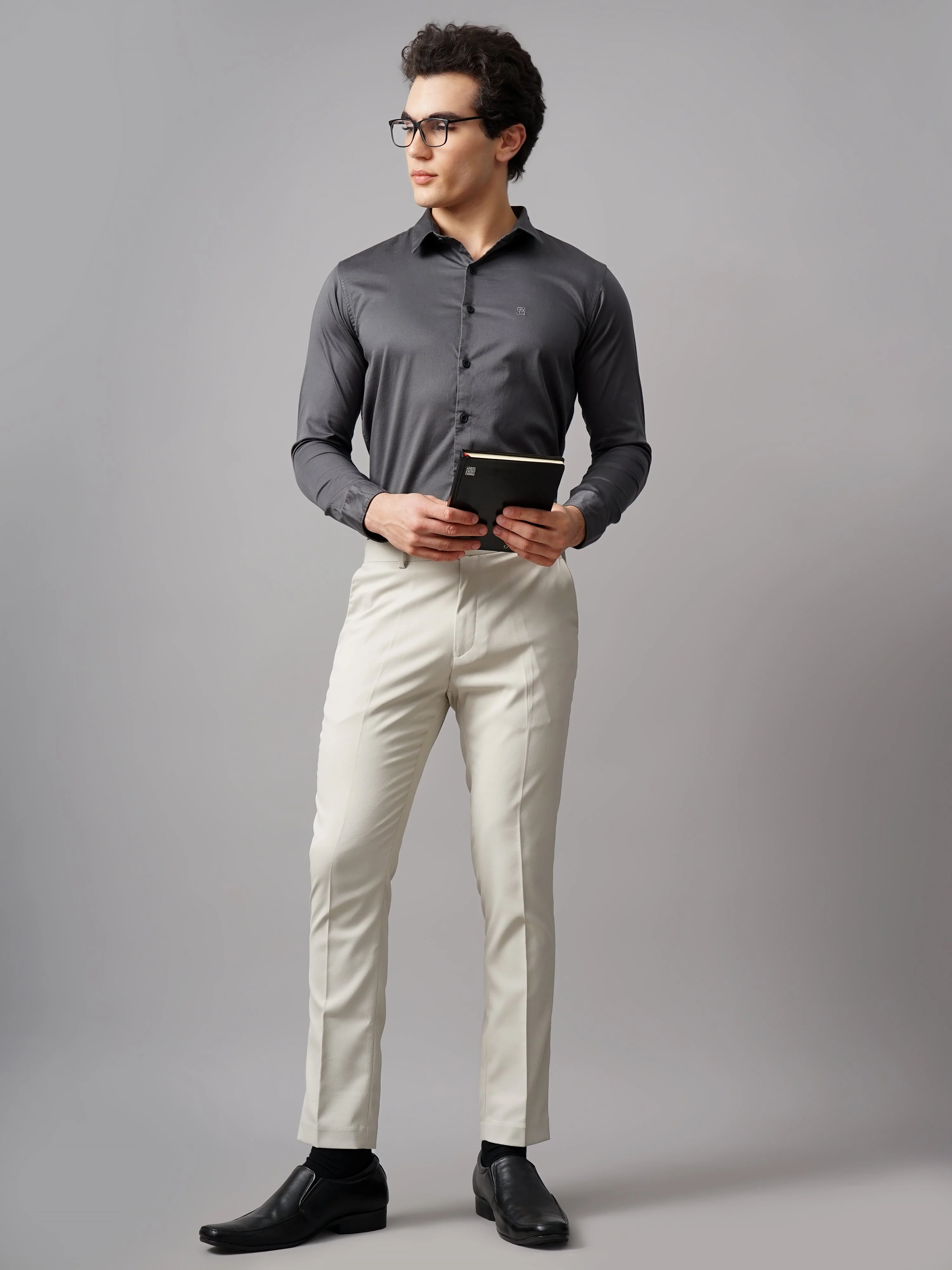 Men Refine Charcoal Solid Shirt - Image 5