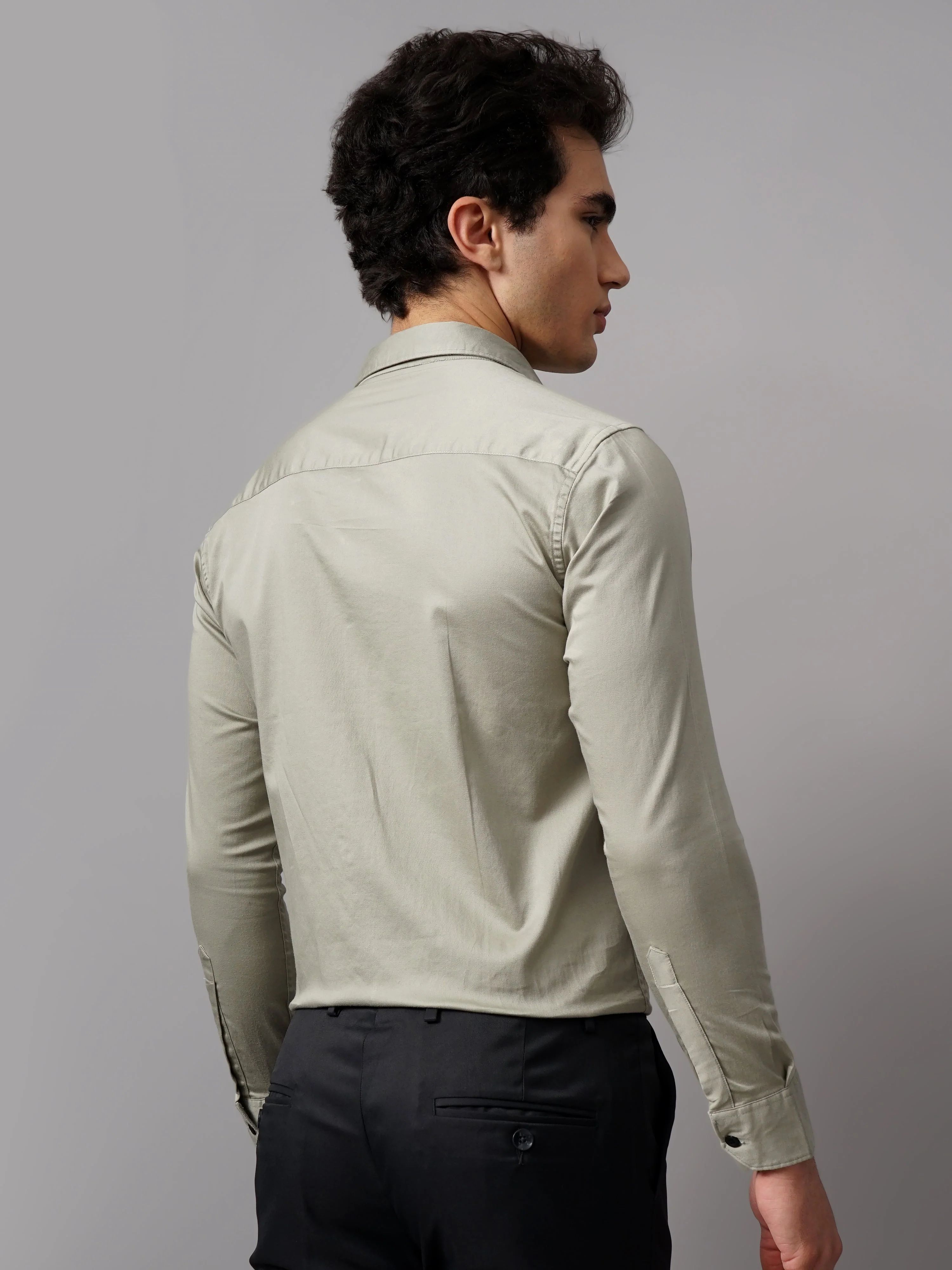 Men Refine Green Solid Shirt - Image 2