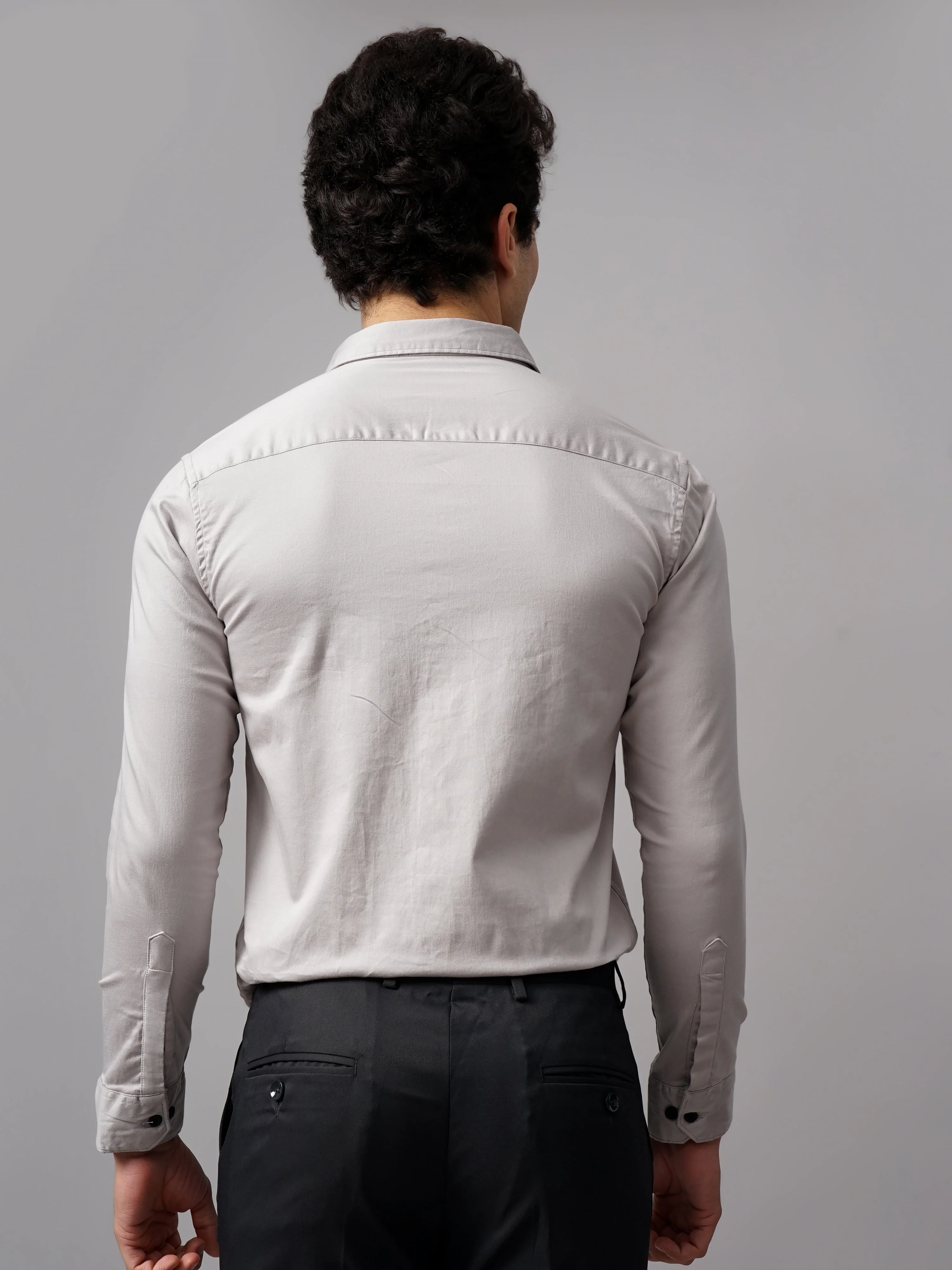 Men Refine Grey Solid Shirt - Image 2