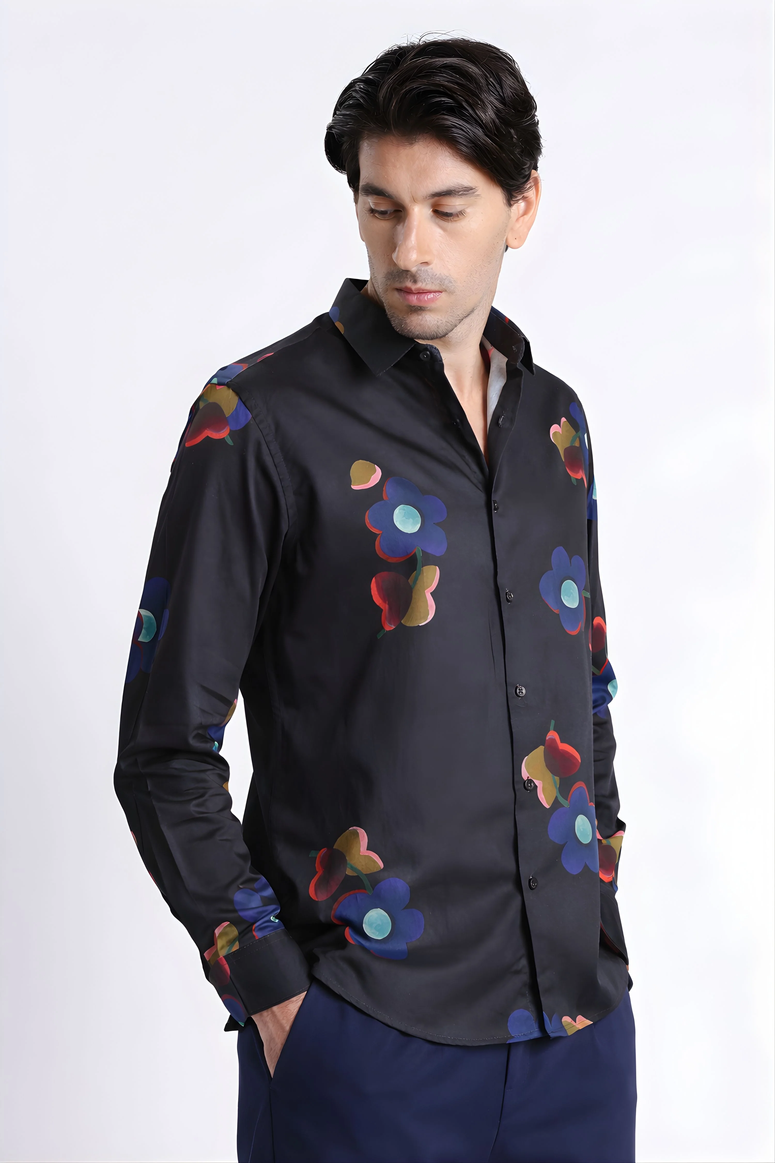 Men Refined Floral Digital Print Shirt - Image 7