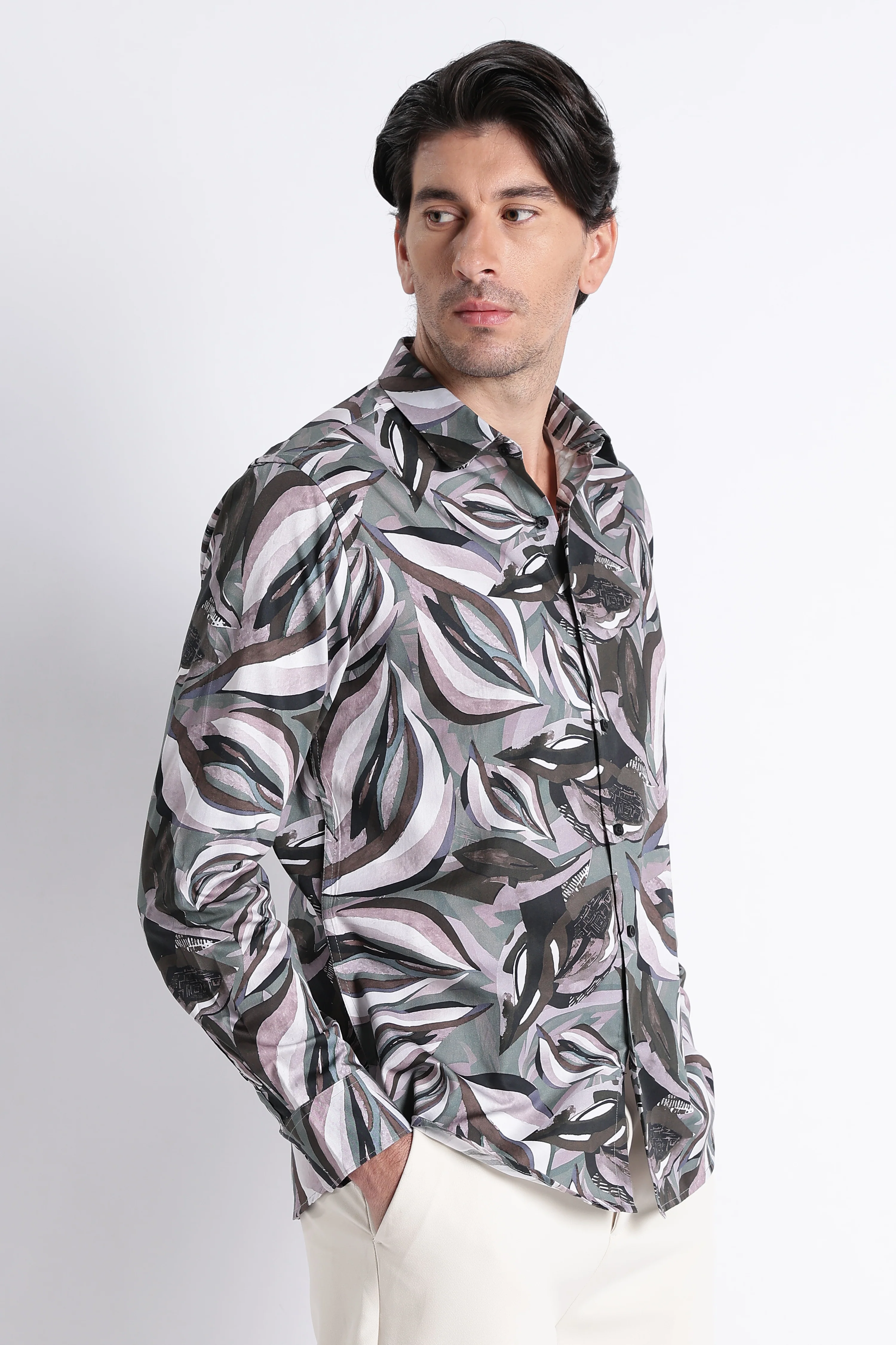 Men Refined Floral Digital Print Shirt - Image 7