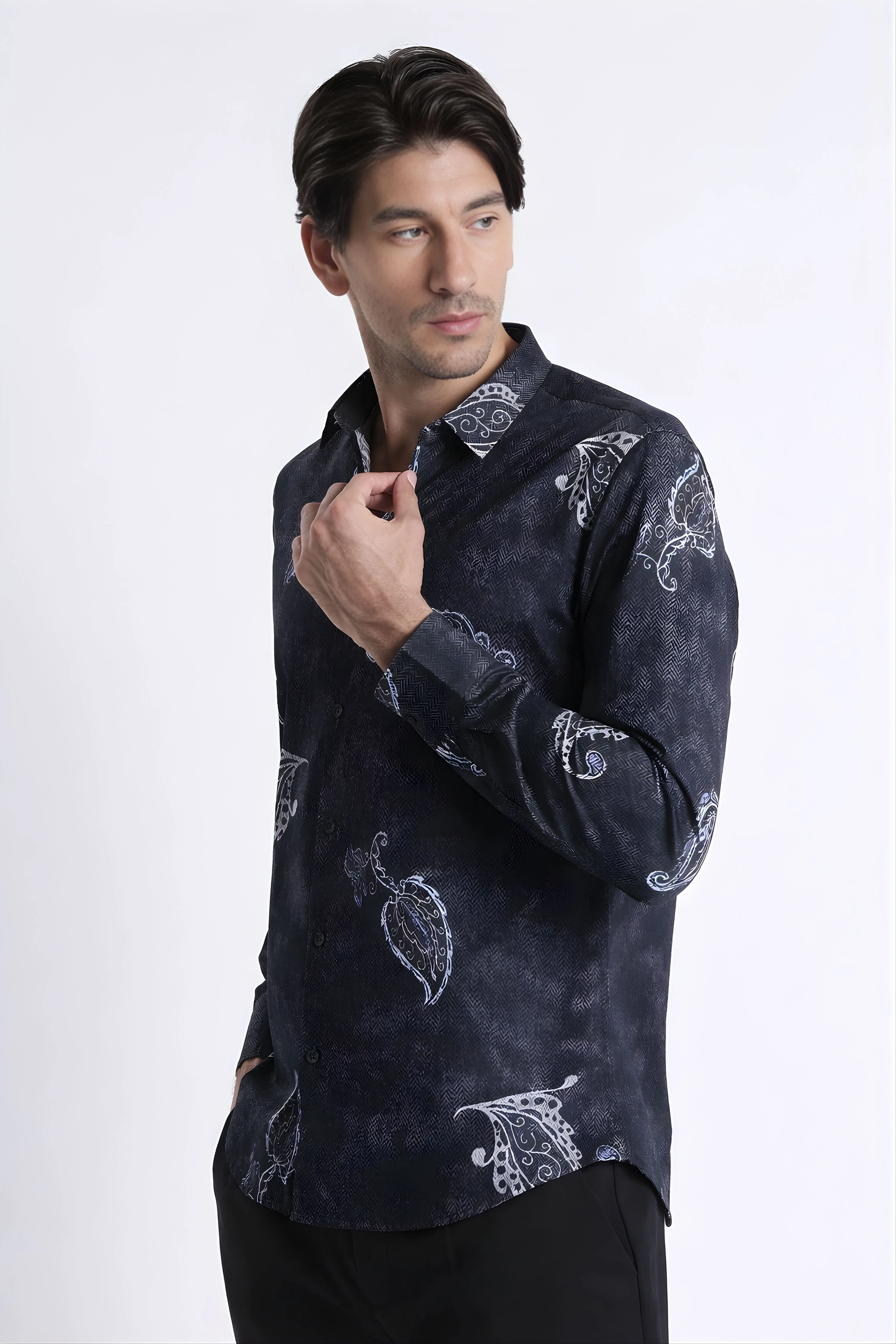 Men Refined Floral Digital Print Shirt - Image 9
