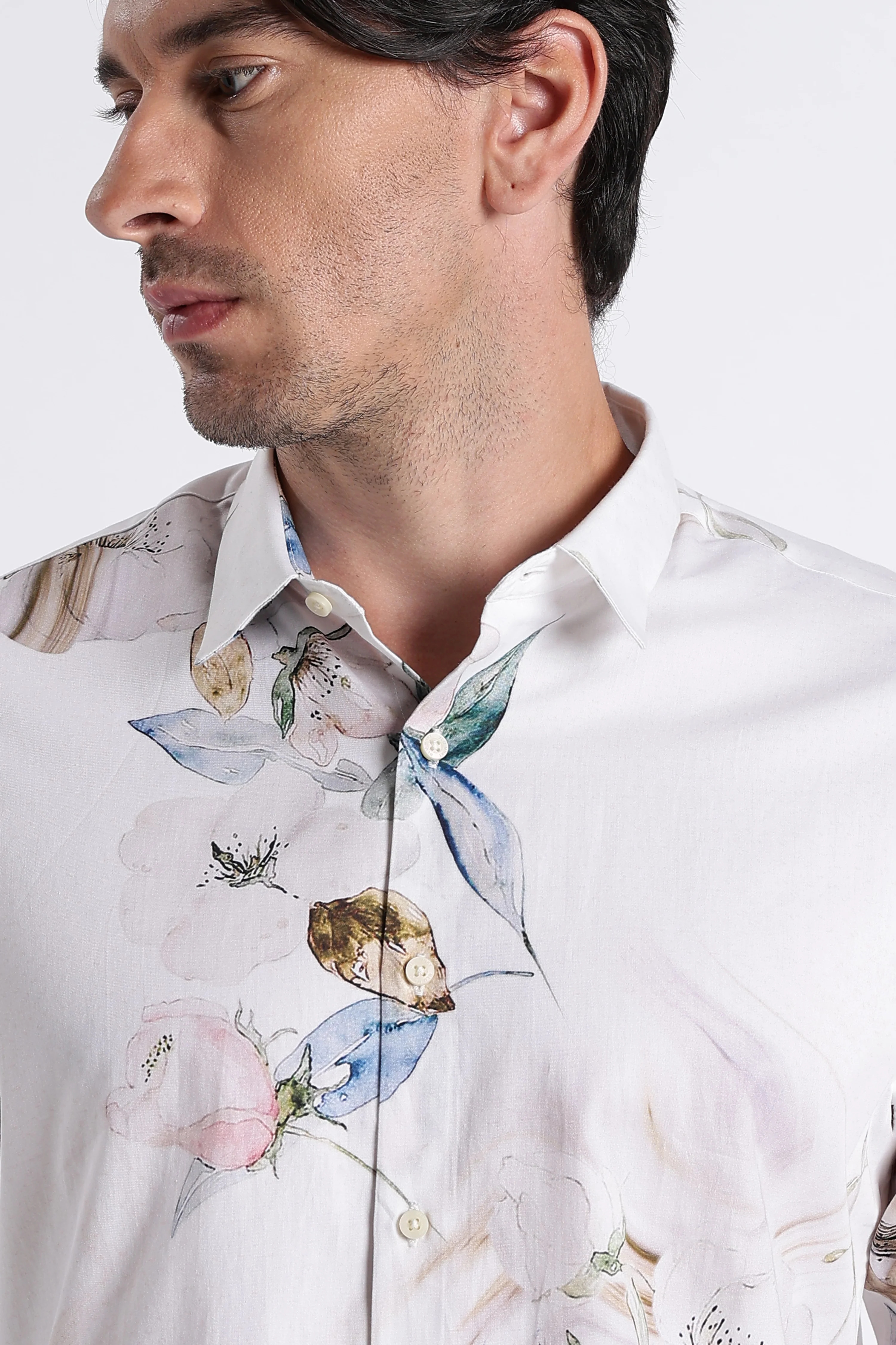 Men Refined Floral Digital Print Shirt - Image 2