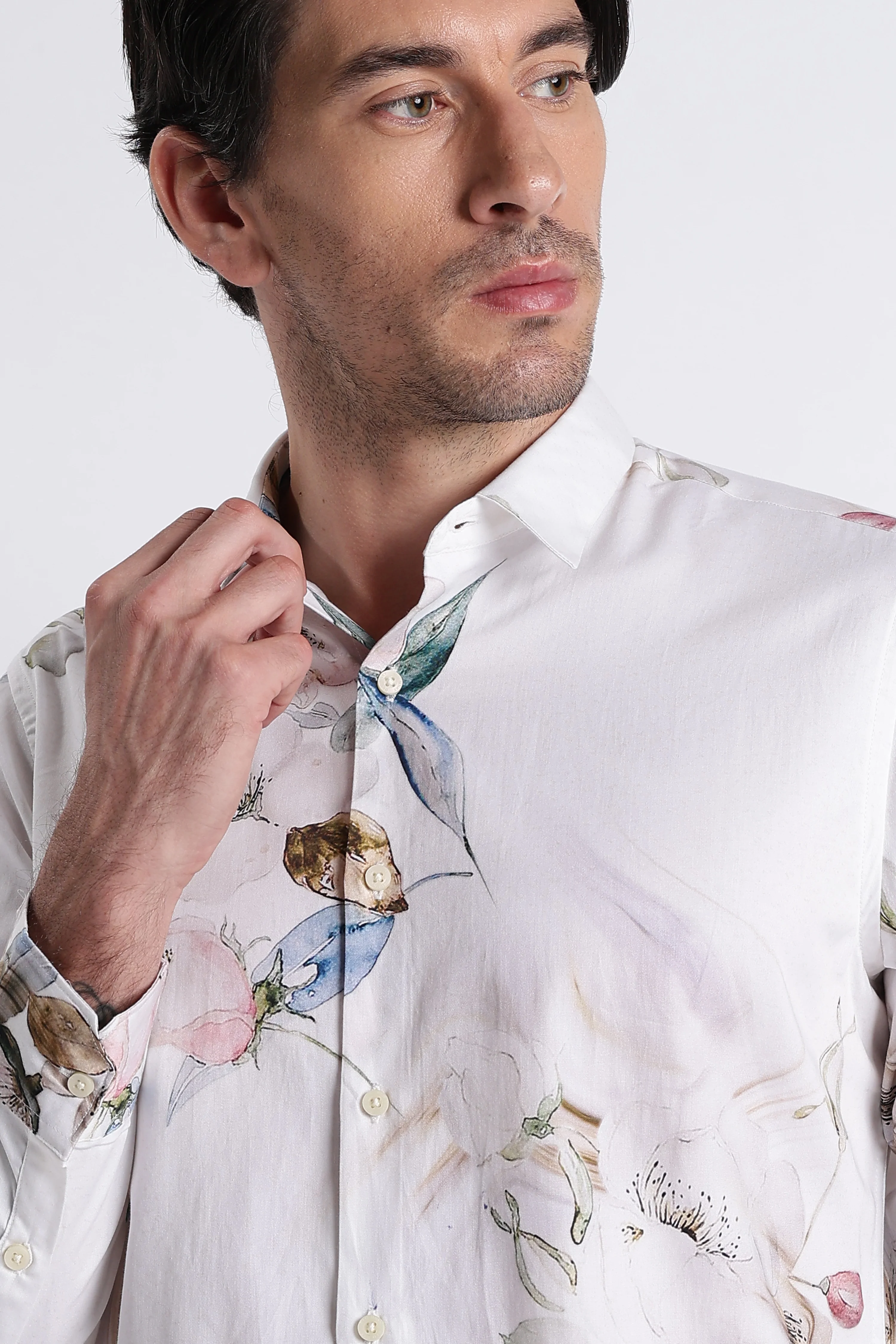 Men Refined Floral Digital Print Shirt - Image 3