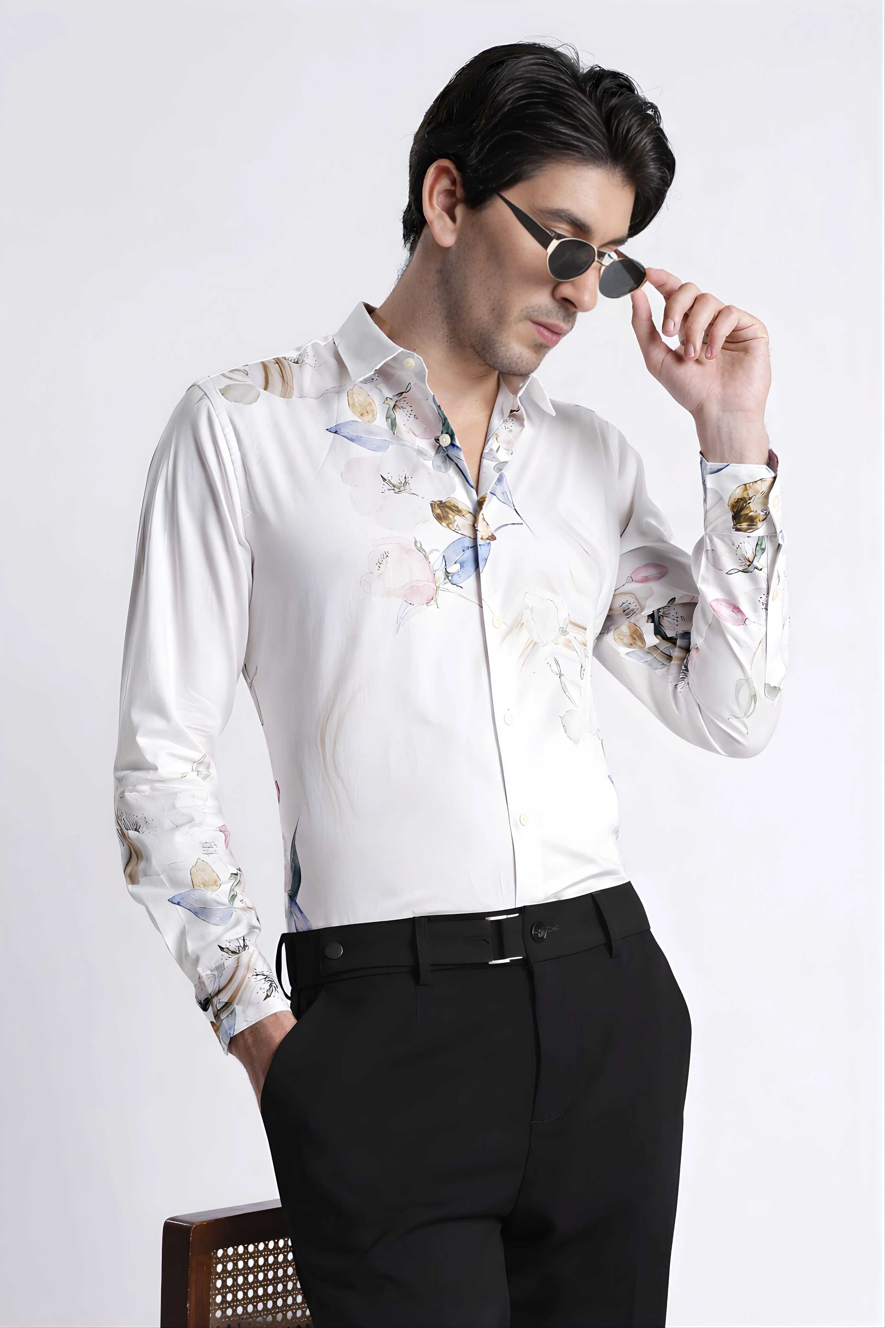 Men Refined Floral Digital Print Shirt - Image 5