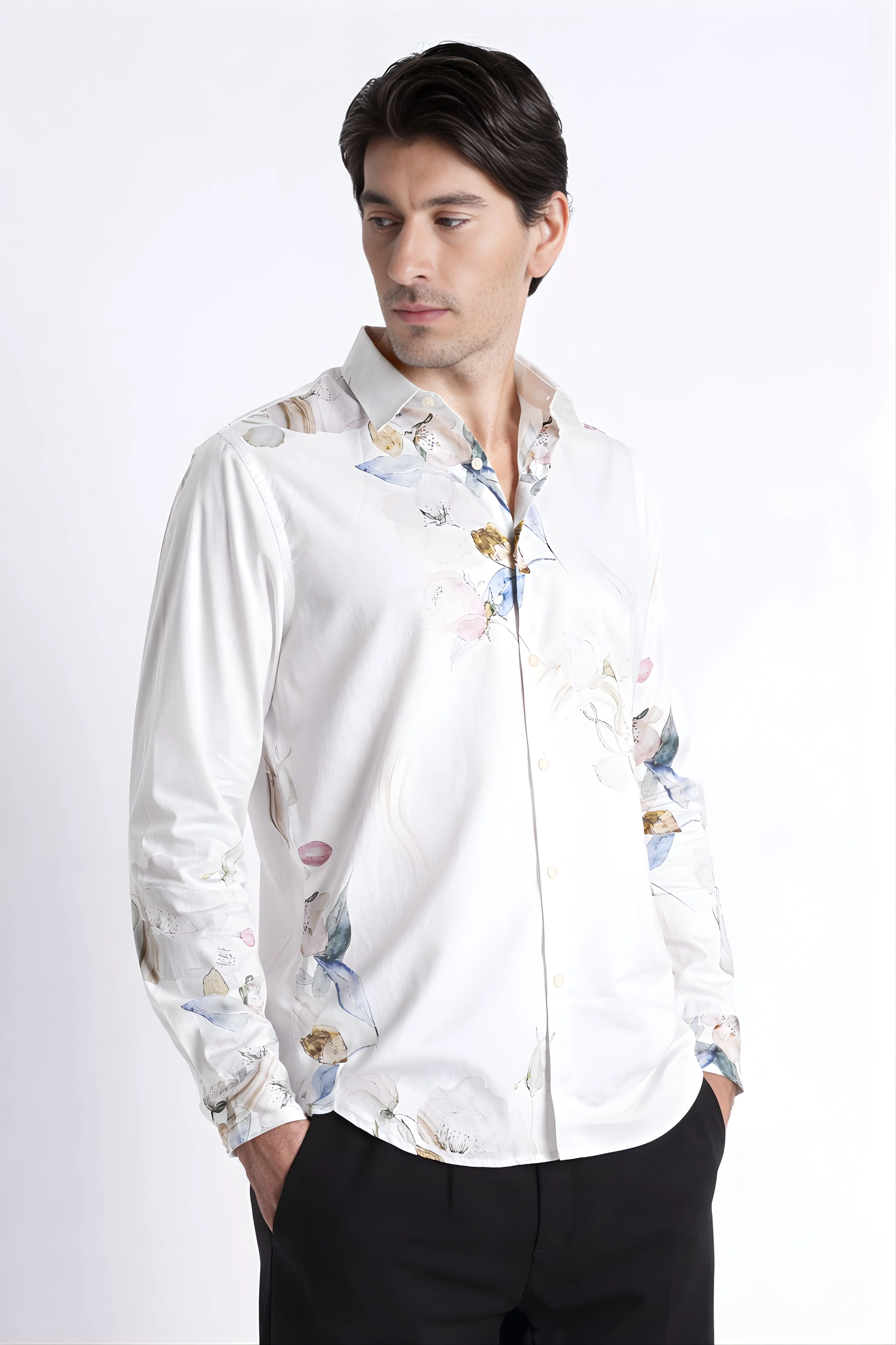 Men Refined Floral Digital Print Shirt - Image 8