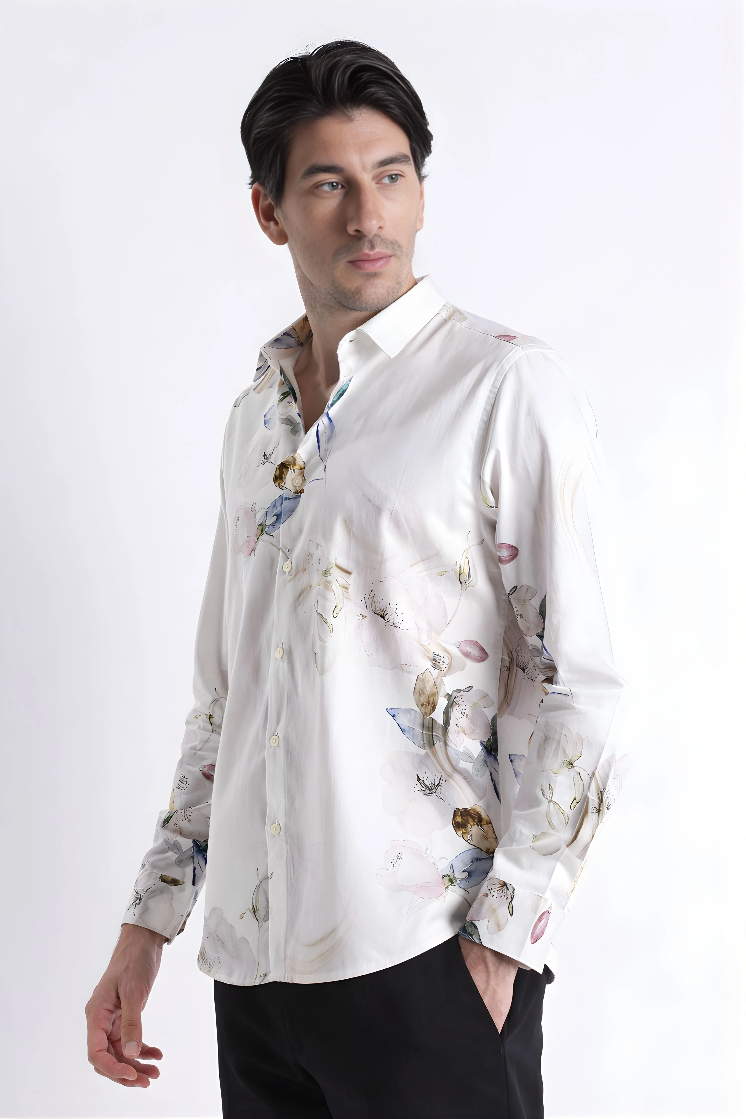 Men Refined Floral Digital Print Shirt - Image 9