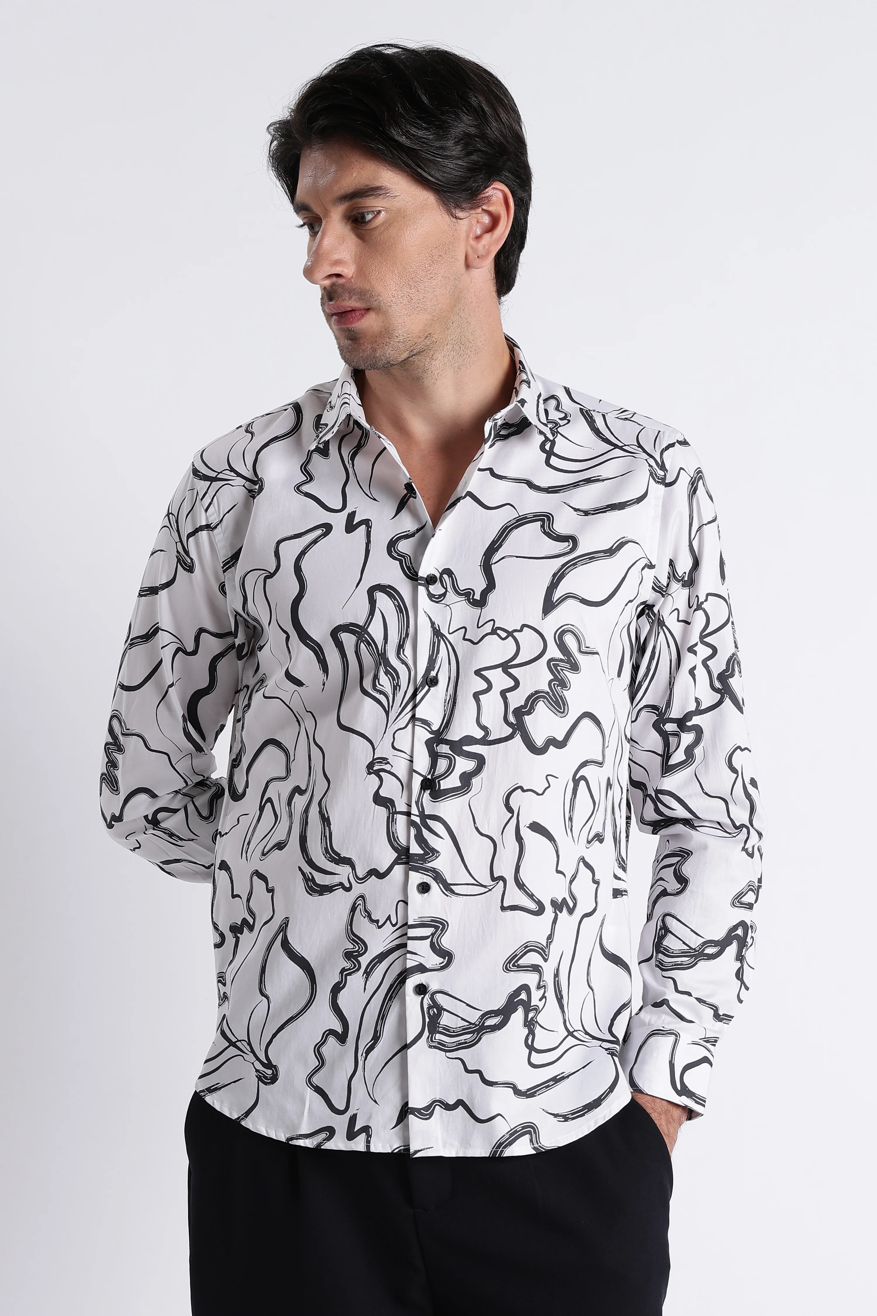 Men Refined Floral Digital Print Shirt - Image 5