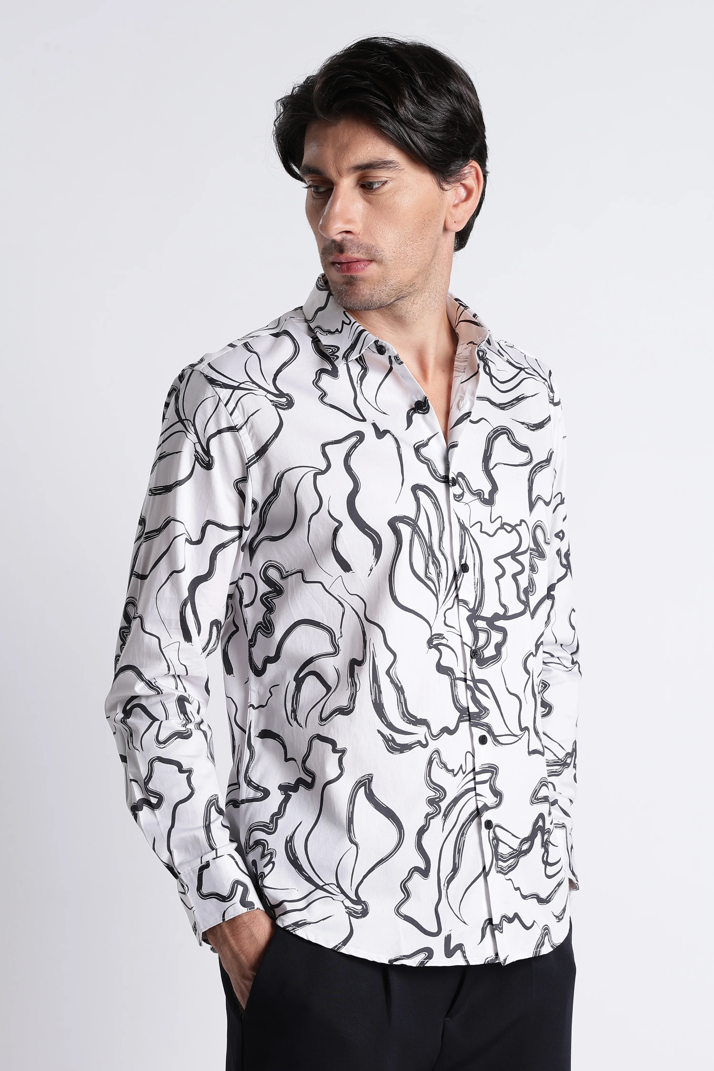 Men Refined Floral Digital Print Shirt - Image 7