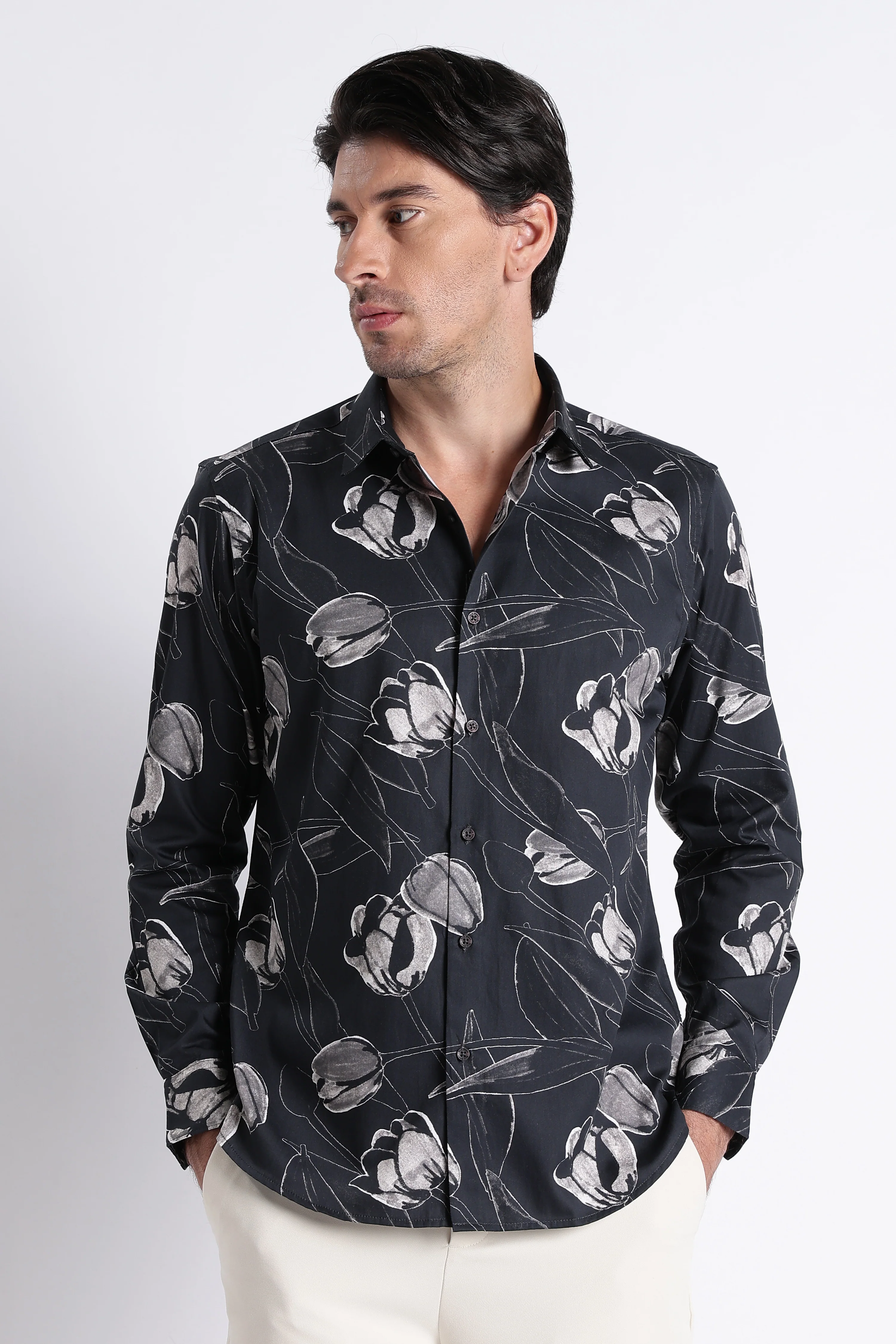 Men Refined Floral Digital Print Shirt - Image 3
