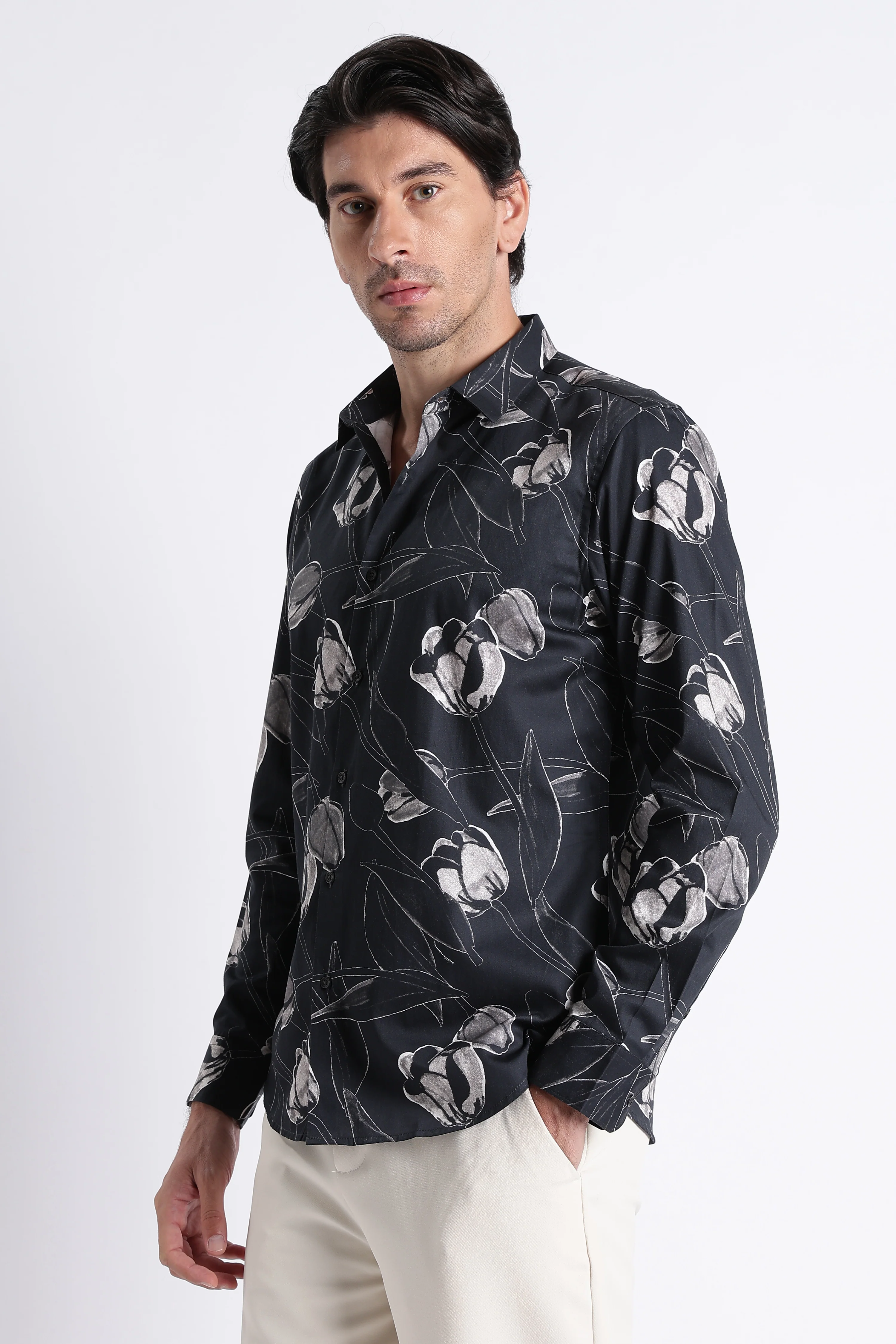 Men Refined Floral Digital Print Shirt - Image 7