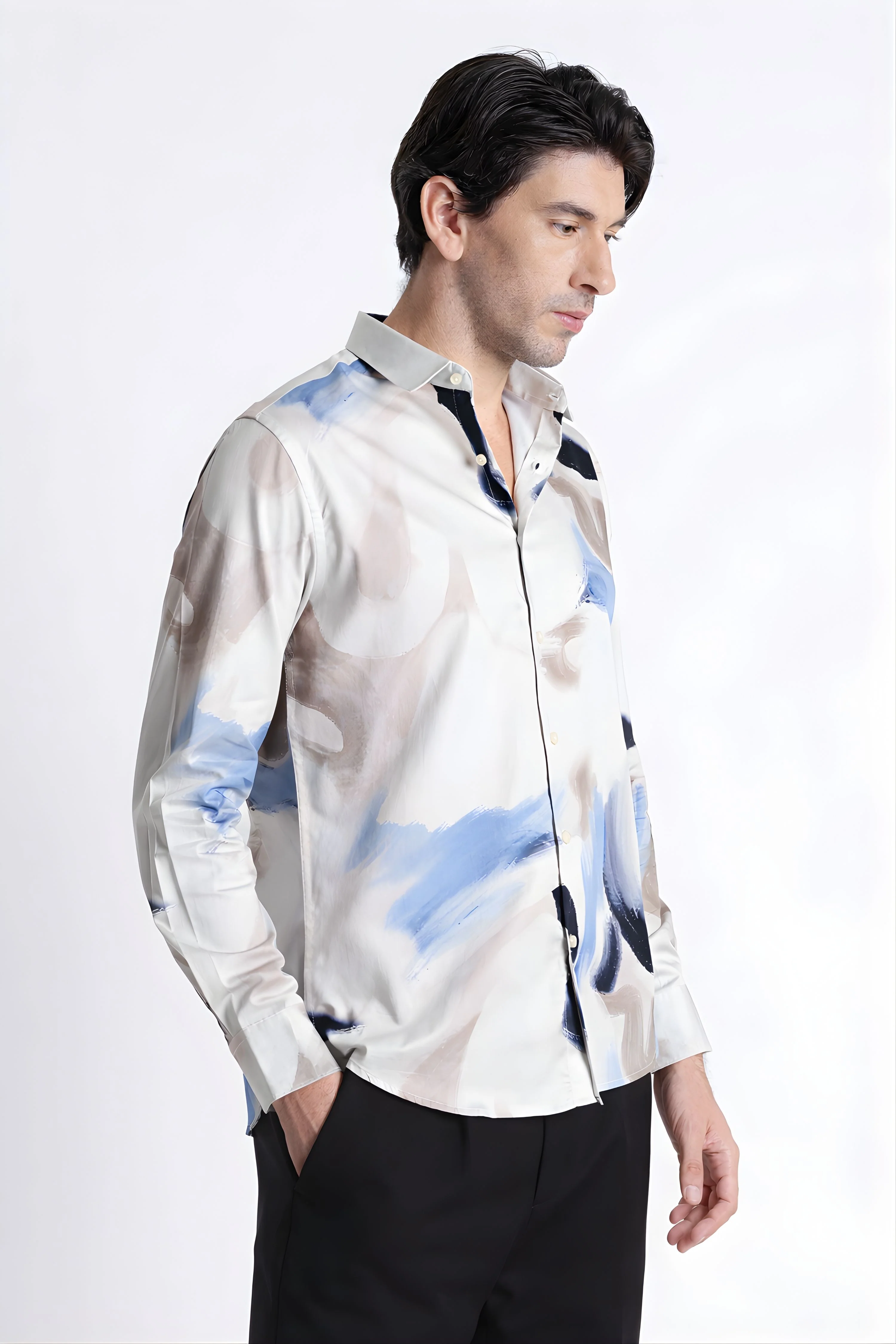 Men Refined Floral Digital Print Shirt - Image 7