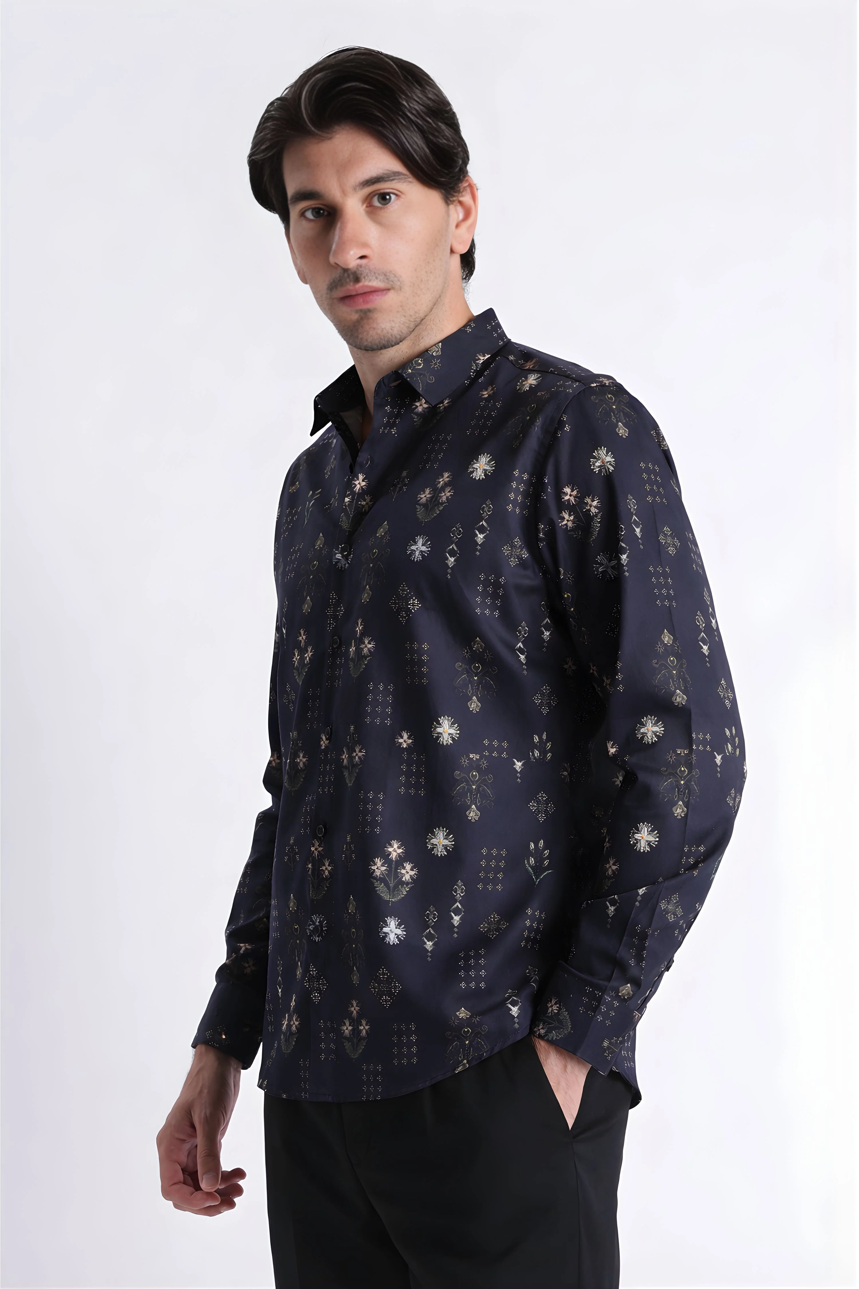 Men Refined Floral Digital Print Shirt - Image 5