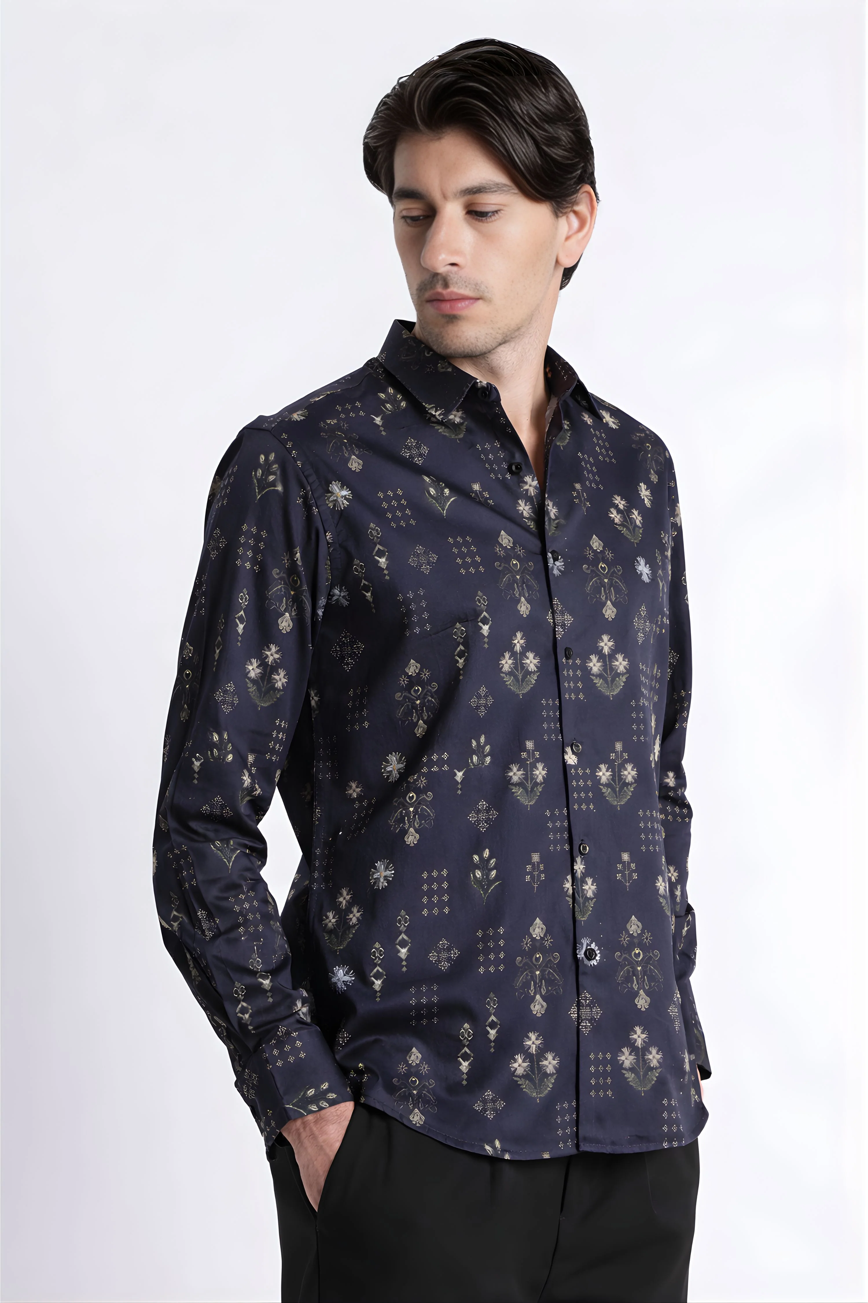 Men Refined Floral Digital Print Shirt - Image 6