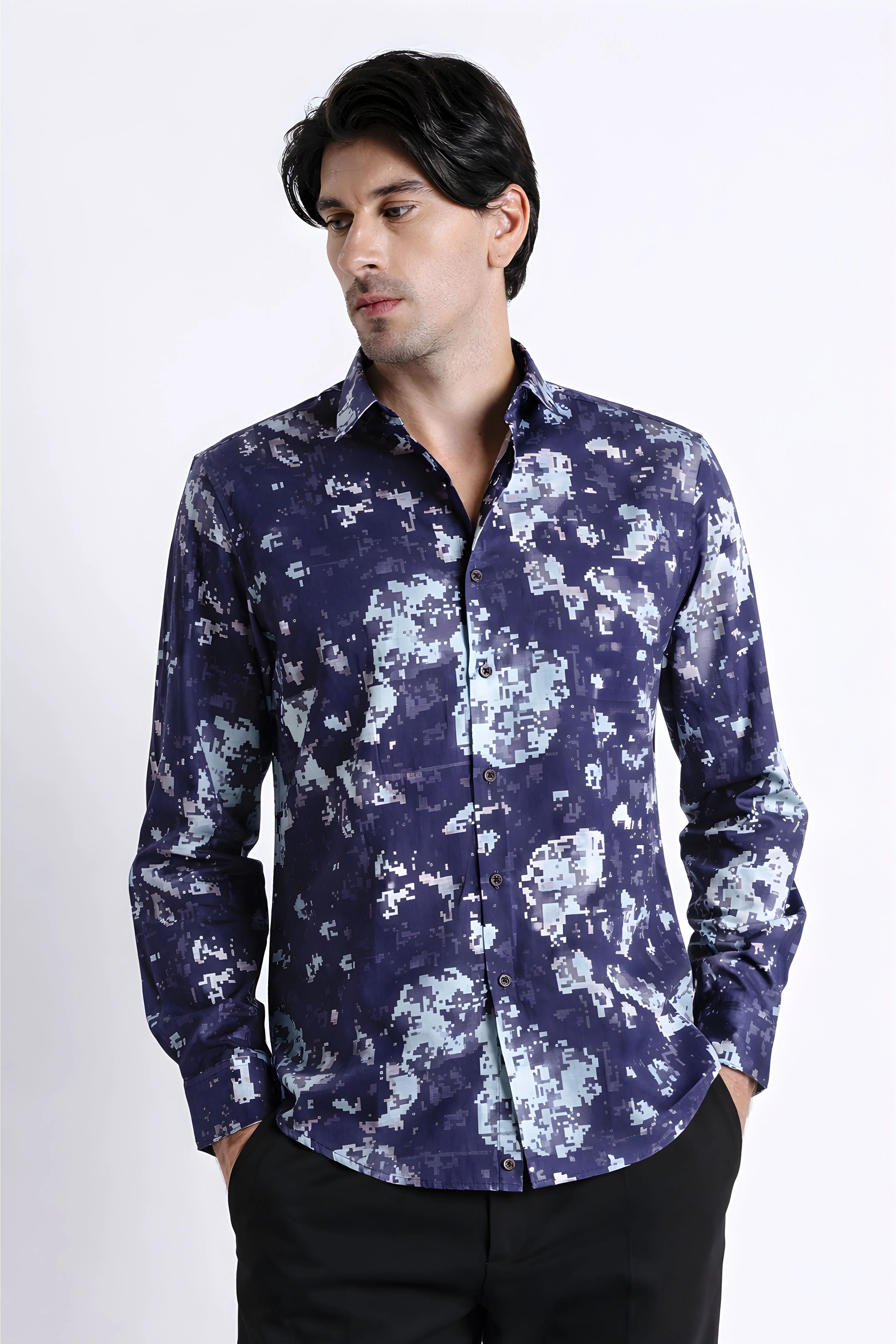 Men Refined Floral Digital Print Shirt - Image 2