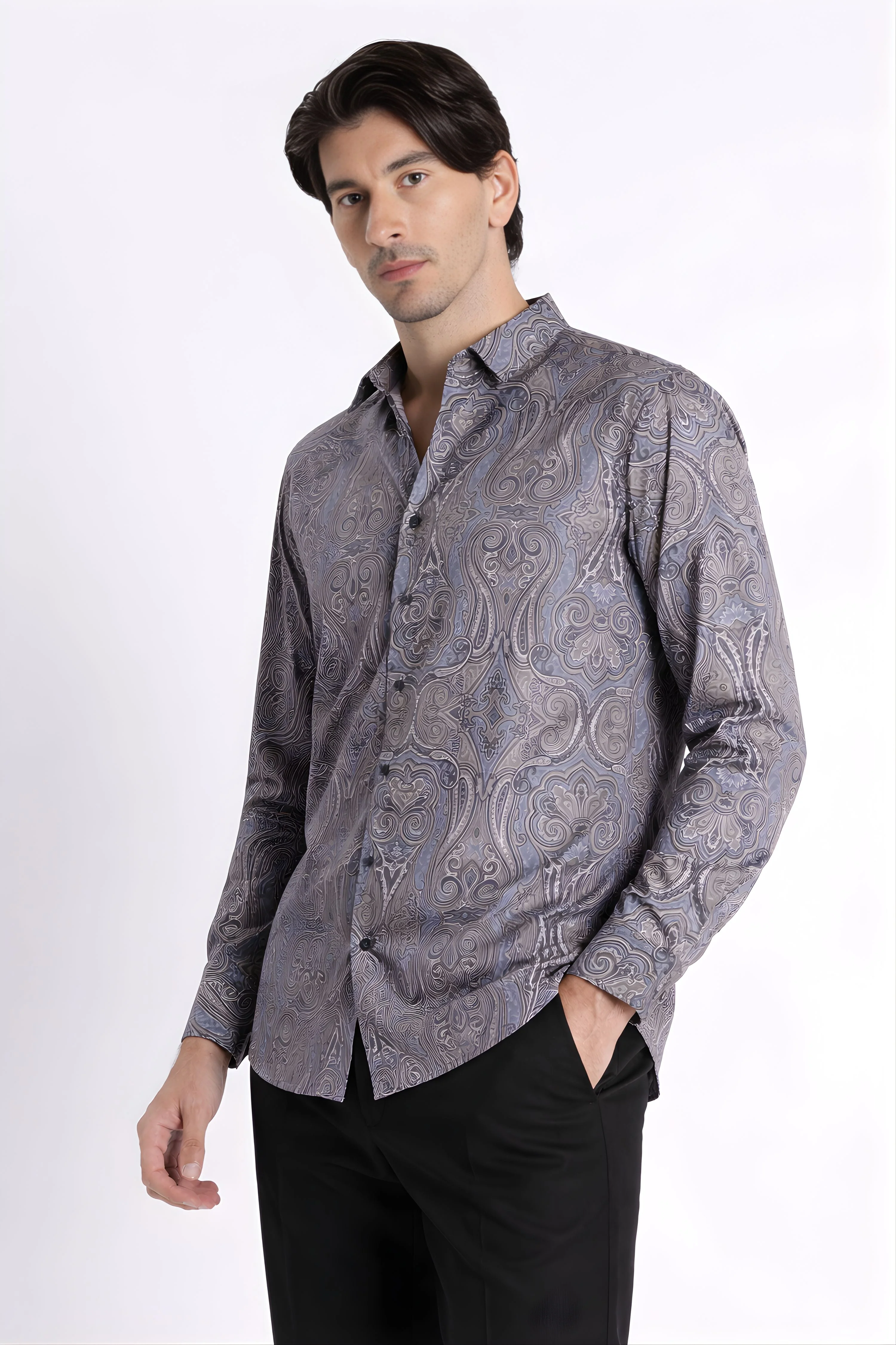 Men Refined Floral Digital Print Shirt - Image 8