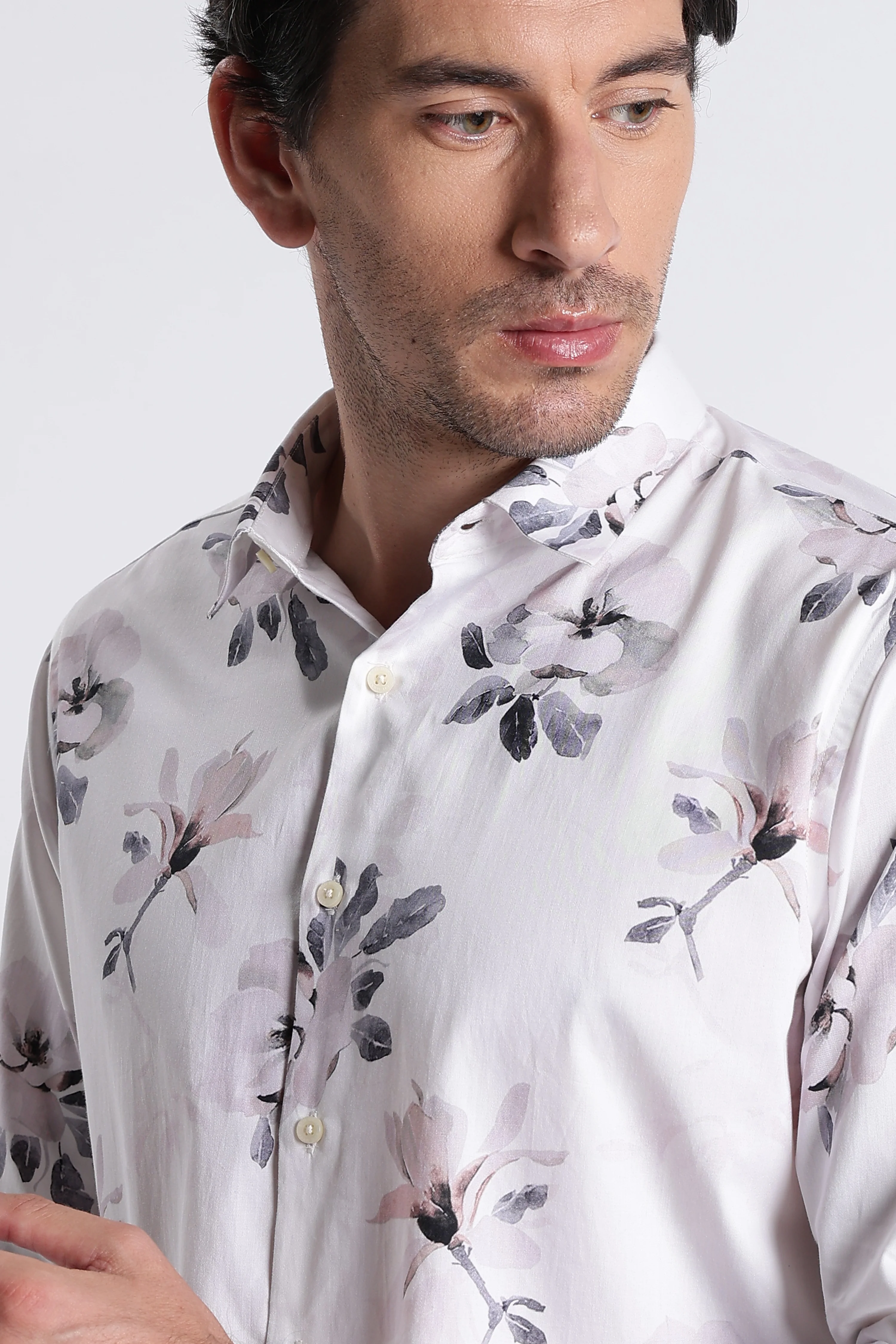 Men Refined Floral Digital Print Shirt - Image 2