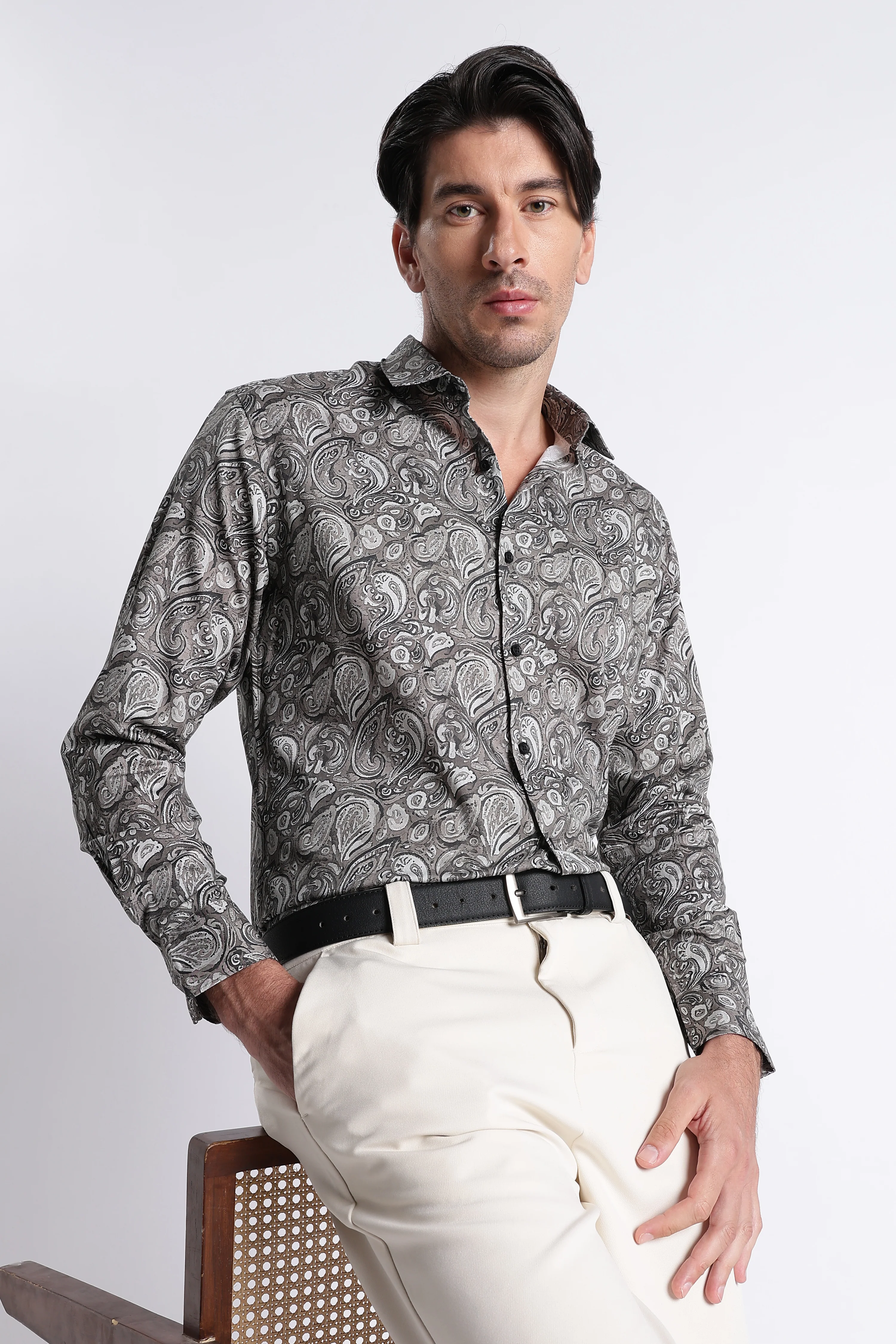 Men Refined Floral Digital Print Shirt - Image 3