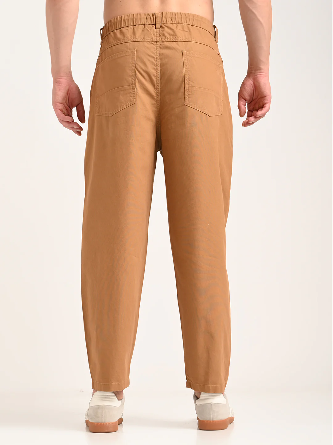 Men Relaxed Cotton Trousers with Drawcord - Image 3