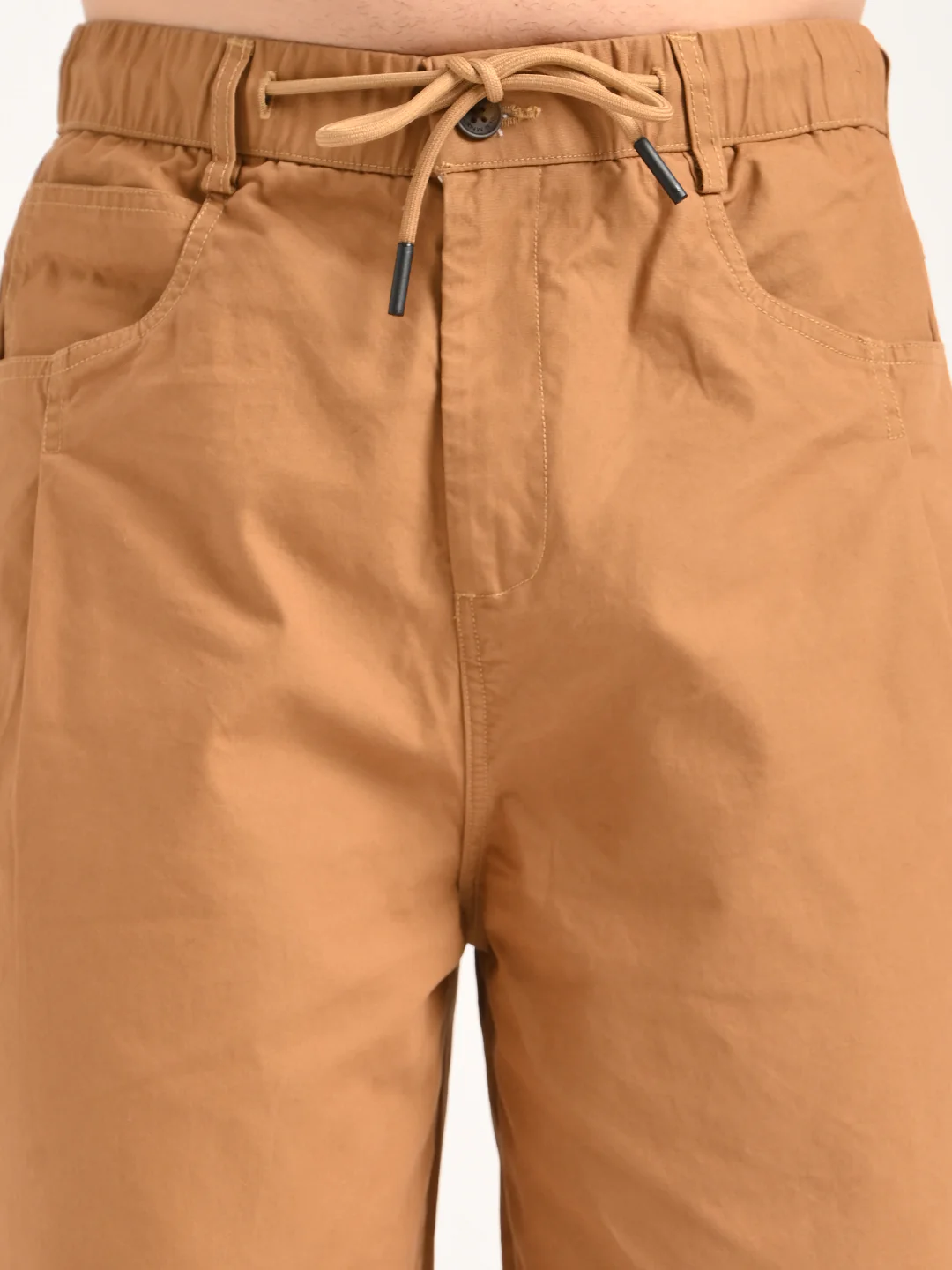 Men Relaxed Cotton Trousers with Drawcord - Image 6