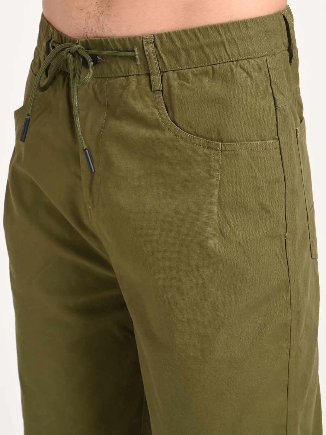Men Relaxed Cotton Trousers with Drawcord - Image 6
