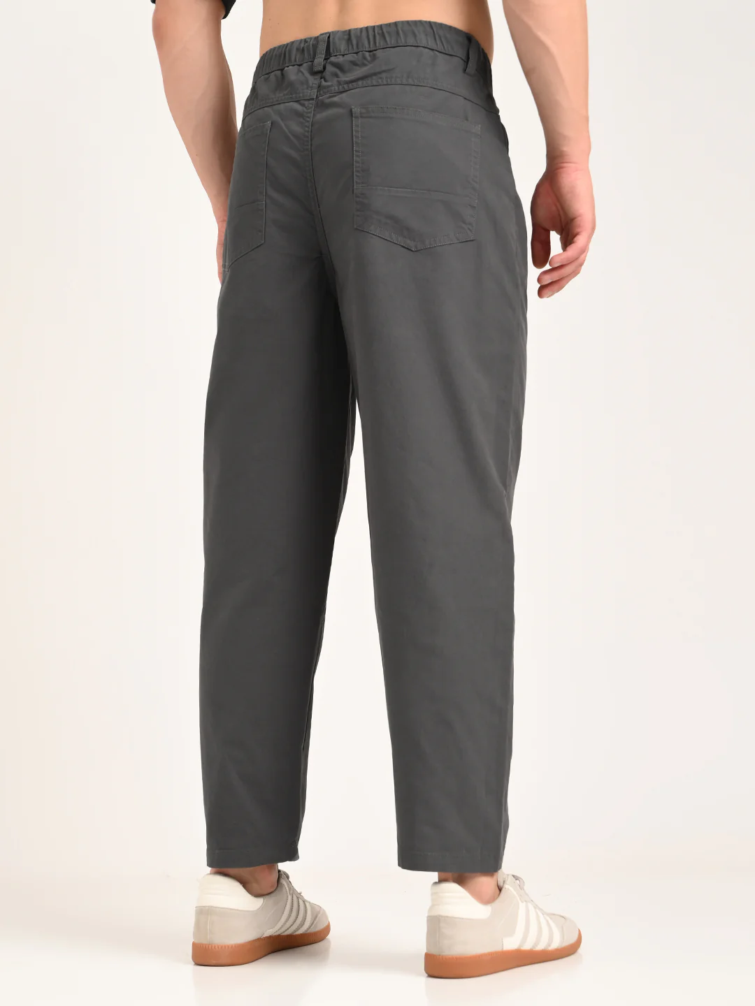 Men Relaxed Cotton Trousers with Drawcord - Image 3