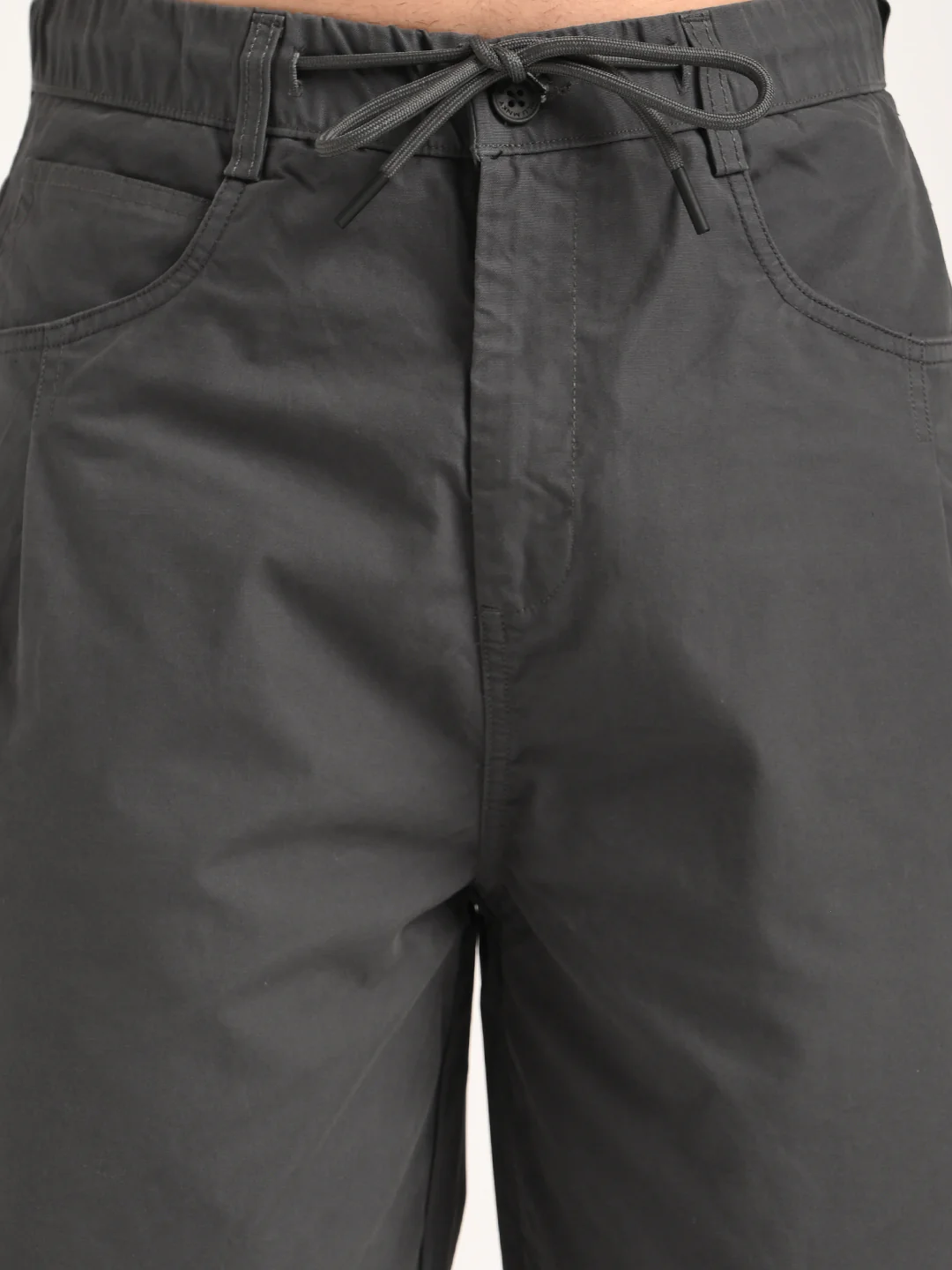 Men Relaxed Cotton Trousers with Drawcord - Image 6