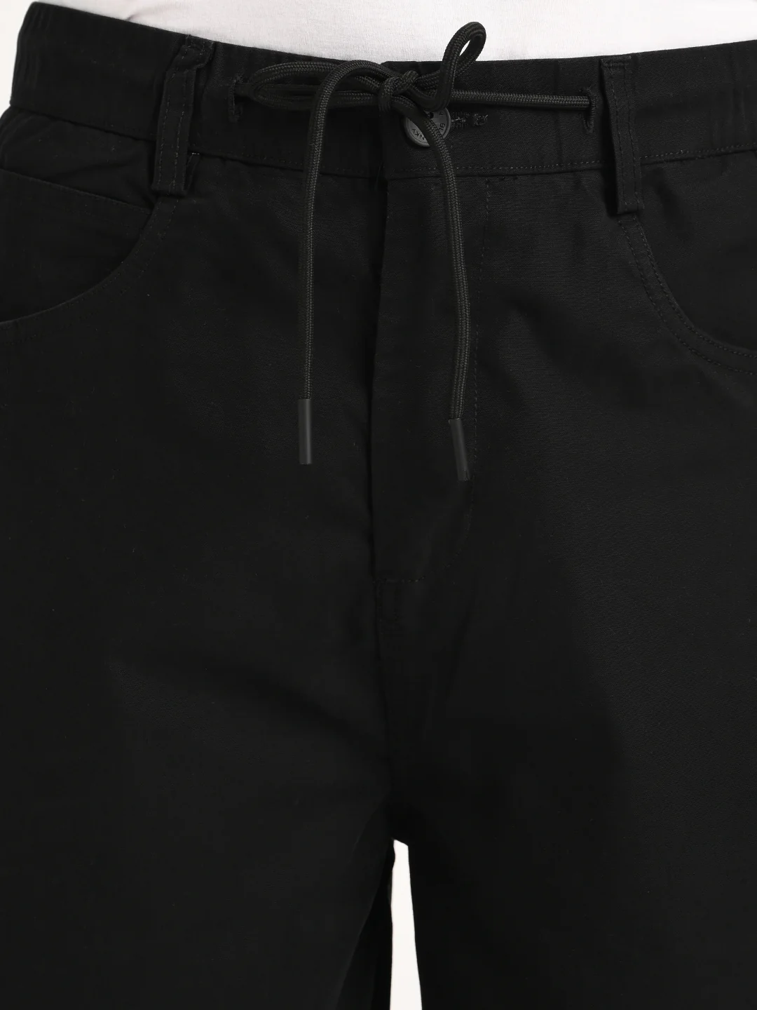 Men Relaxed Cotton Trousers with Drawcord - Image 5