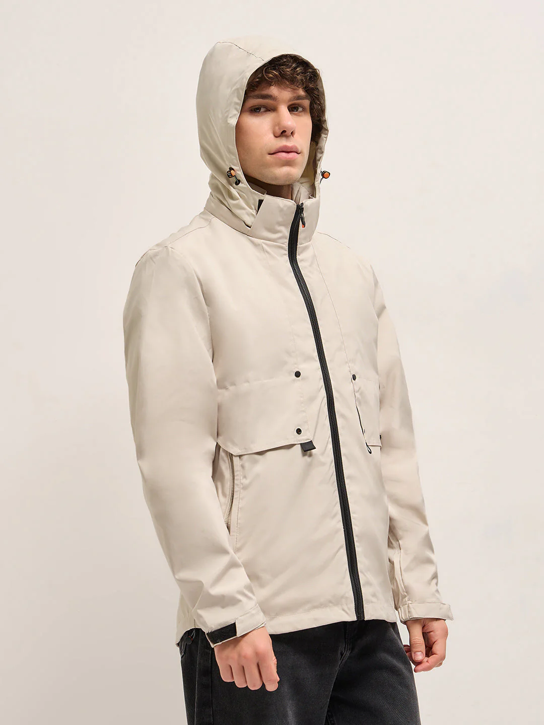Men Removable Dual-Layer Beige Jacket - Image 3