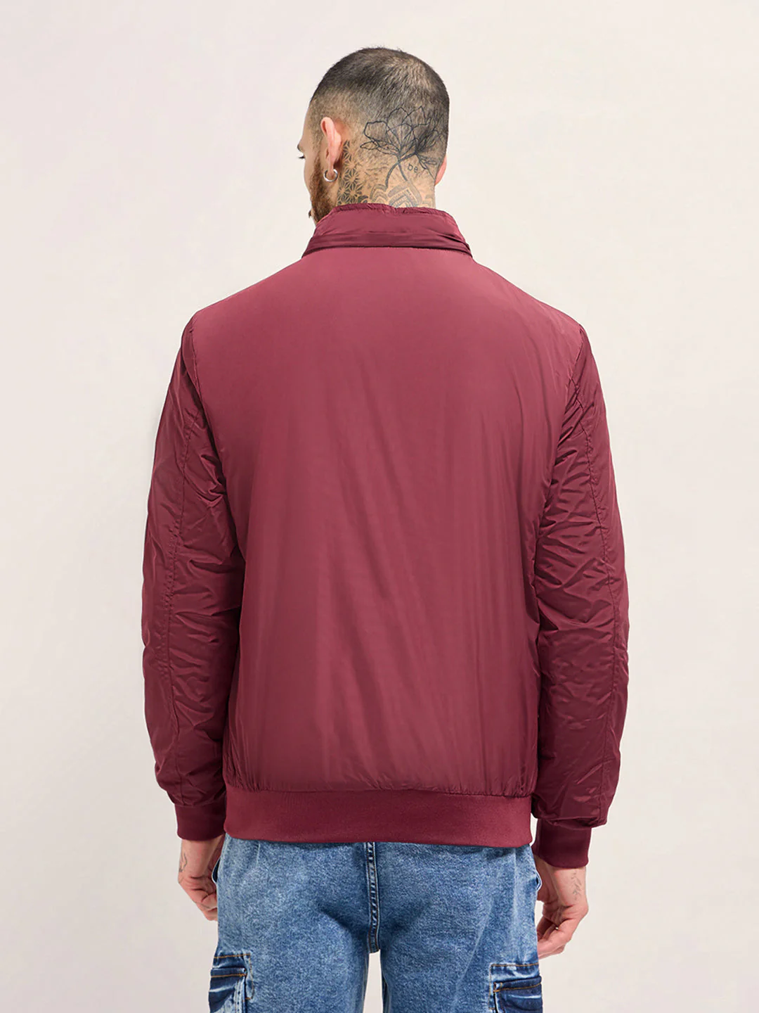 Men Reversible Maroon and Navy Jacket - Image 2
