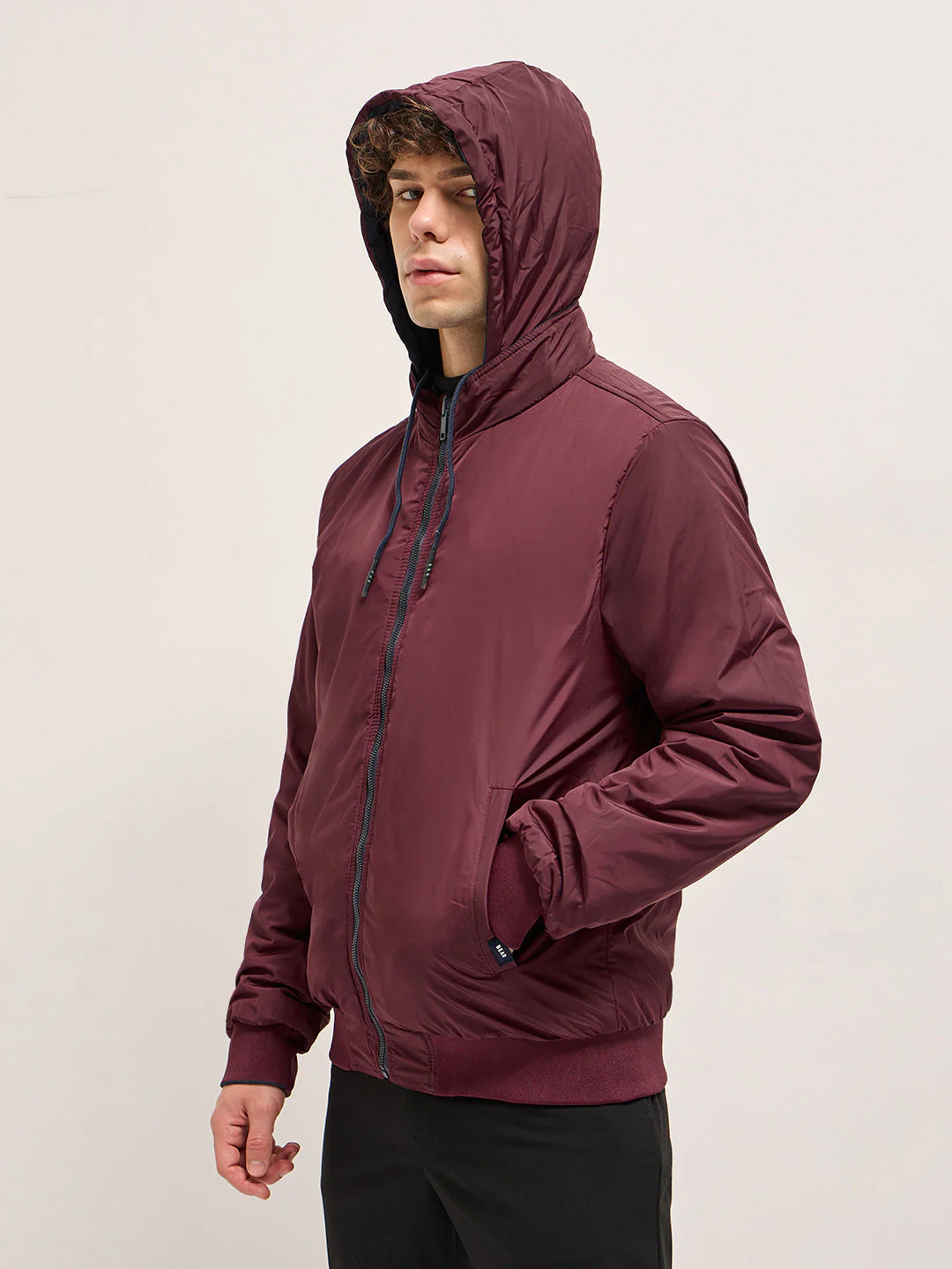Men Reversible Navy and Maroon Jacket - Image 3