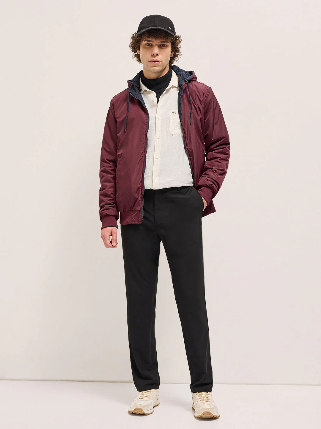 Men Reversible Navy and Maroon Jacket - Image 4