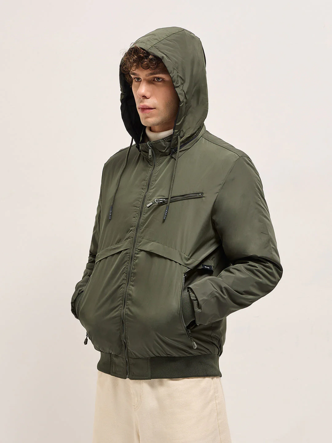 Men Reversible Olive and Black Jacket - Image 3