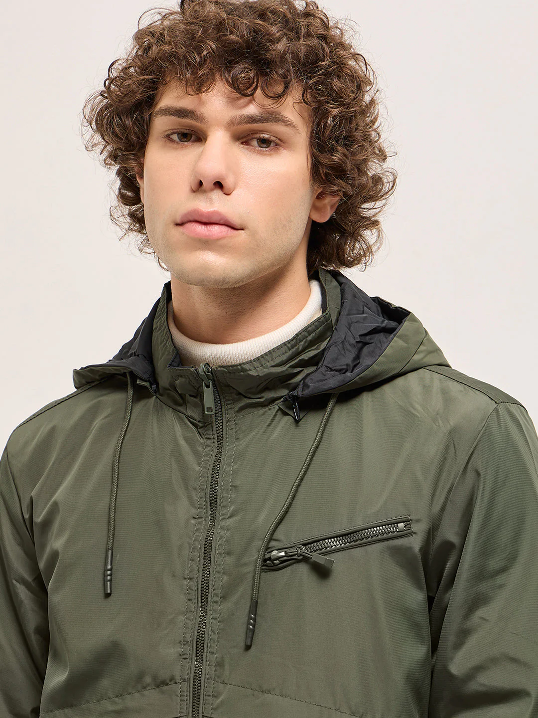 Men Reversible Olive and Black Jacket - Image 5