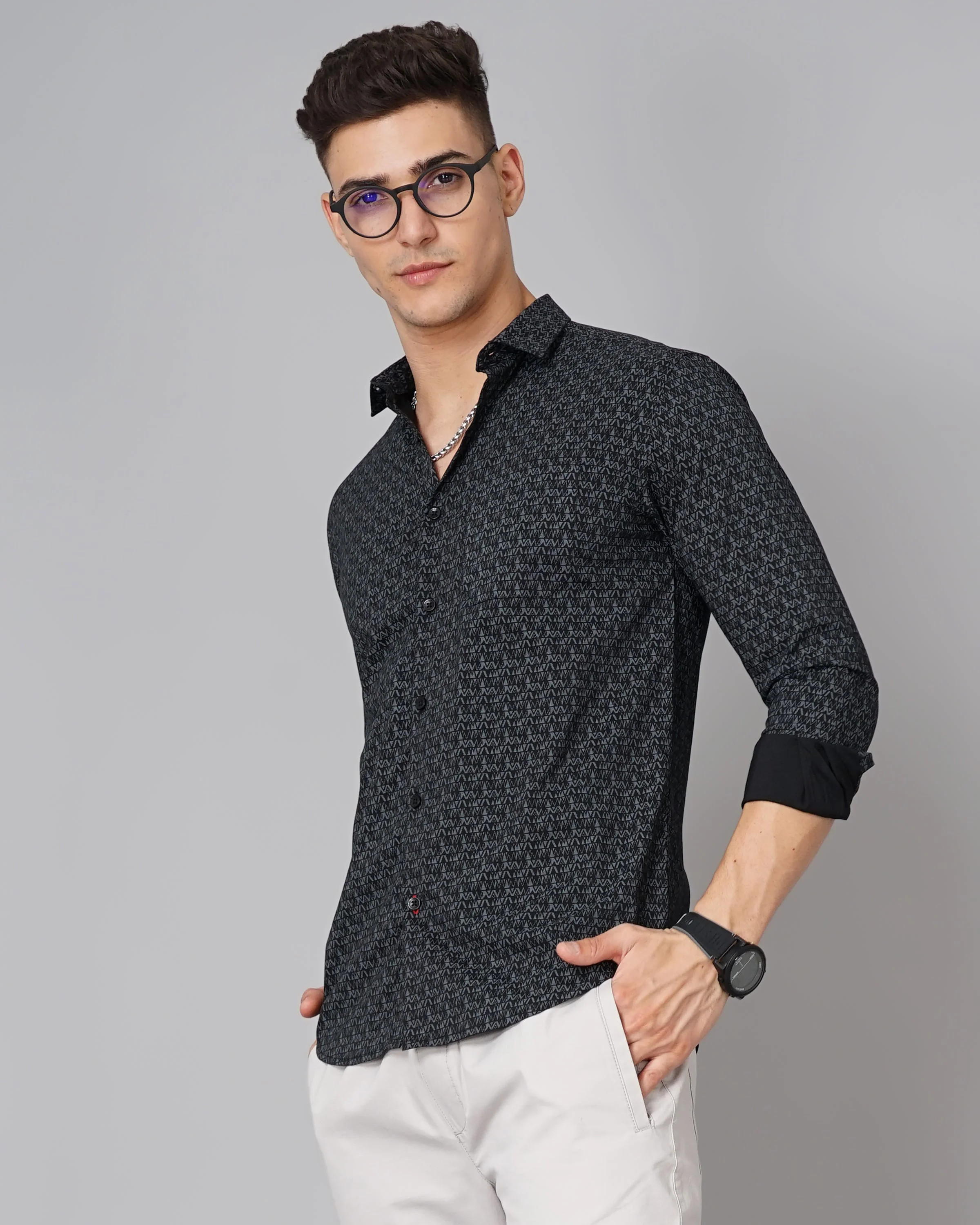 Men Ripple Black Shirt - Image 3