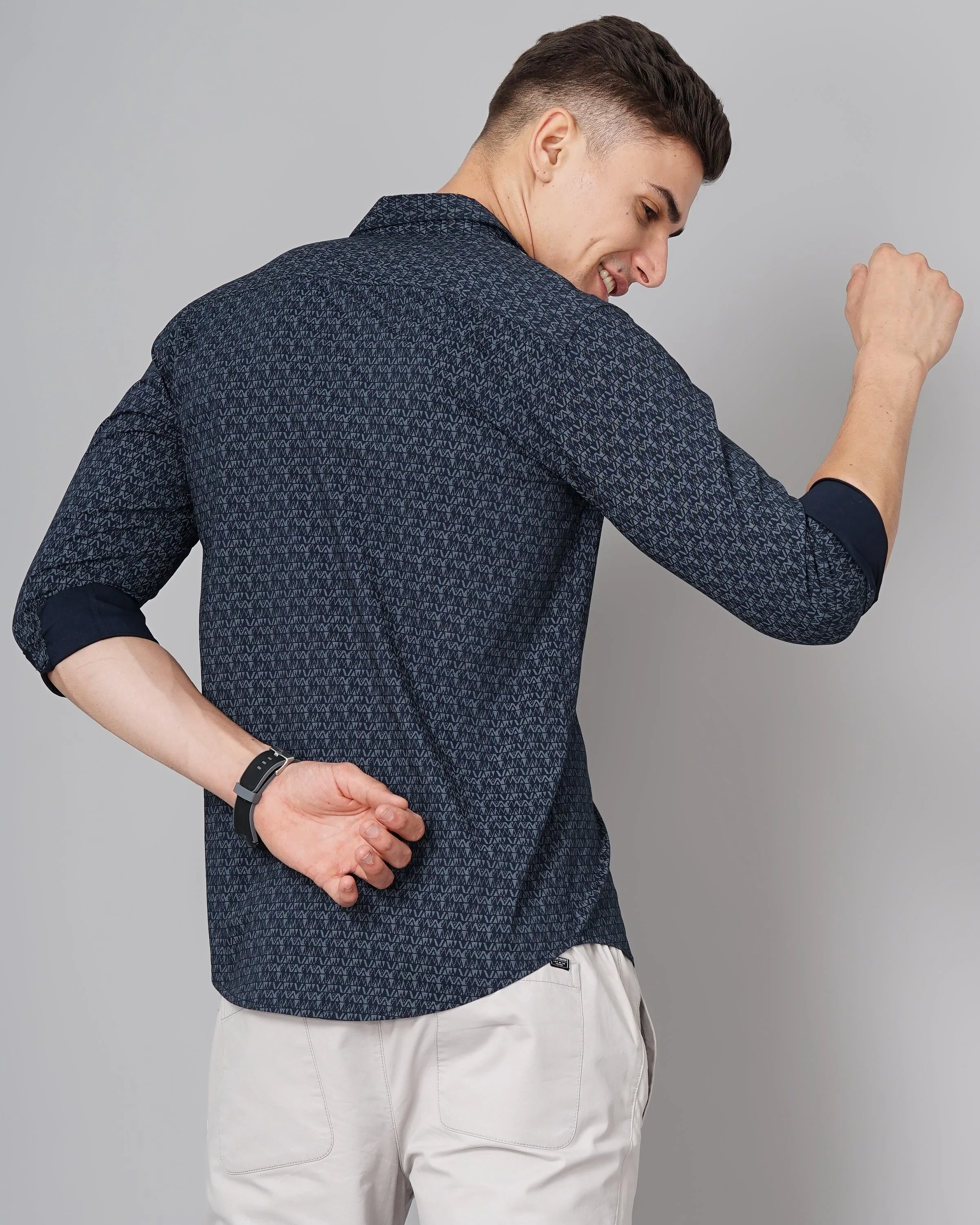 Men Ripple Navy Shirt - Image 2