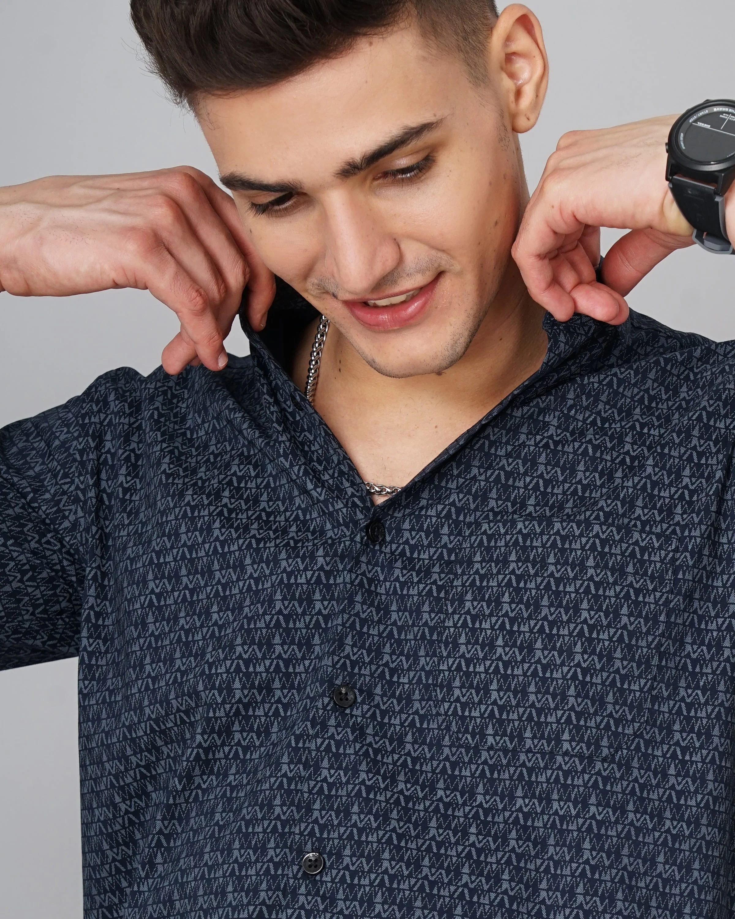 Men Ripple Navy Shirt - Image 4
