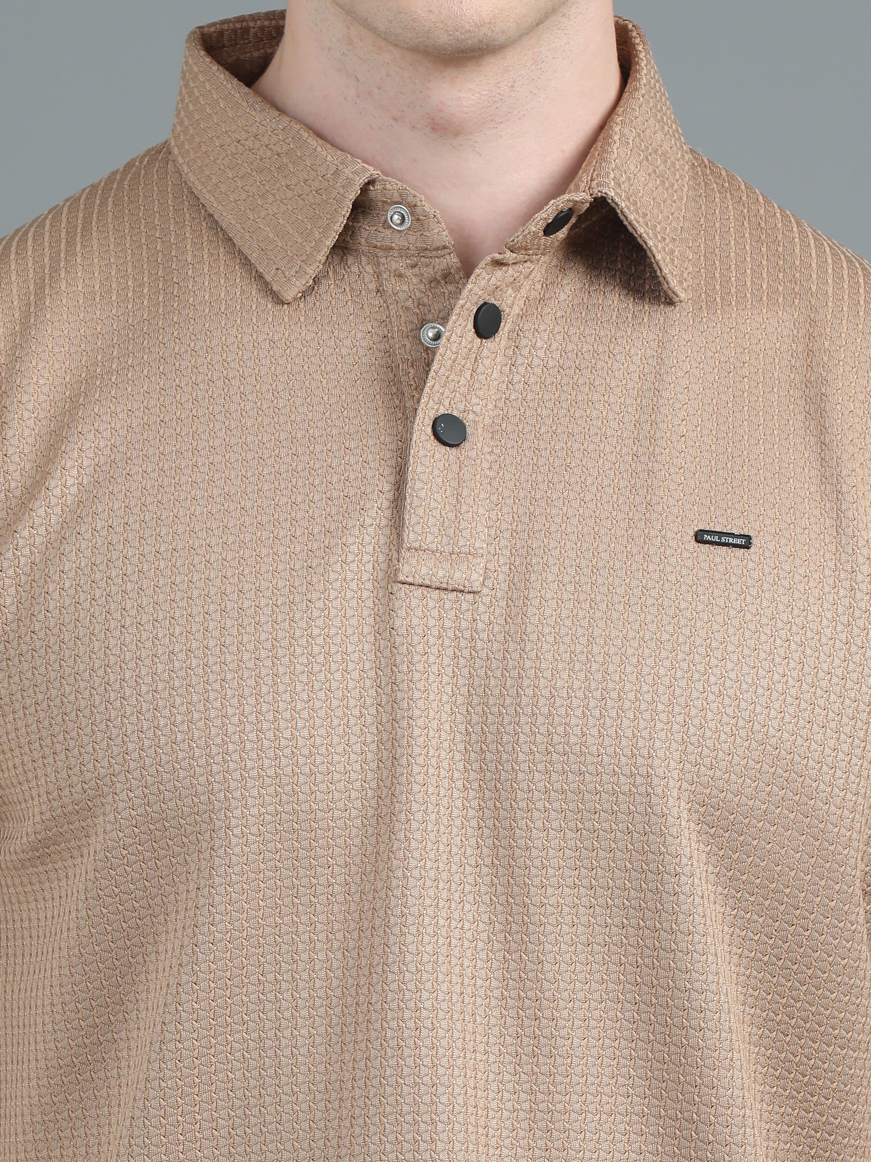Men Ripple Polo Brown T-Shirt - Image 4