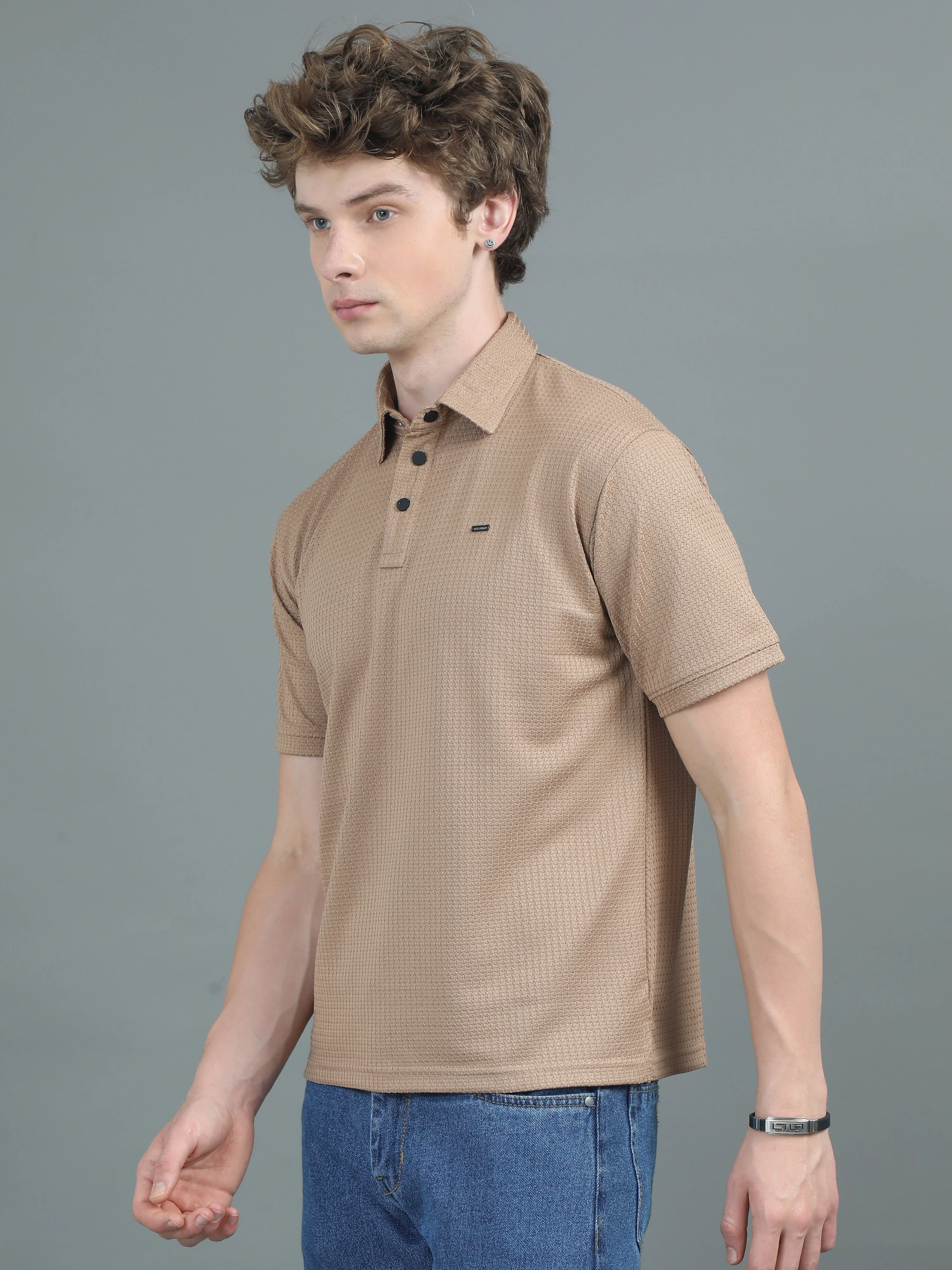 Men Ripple Polo Brown T-Shirt - Image 6