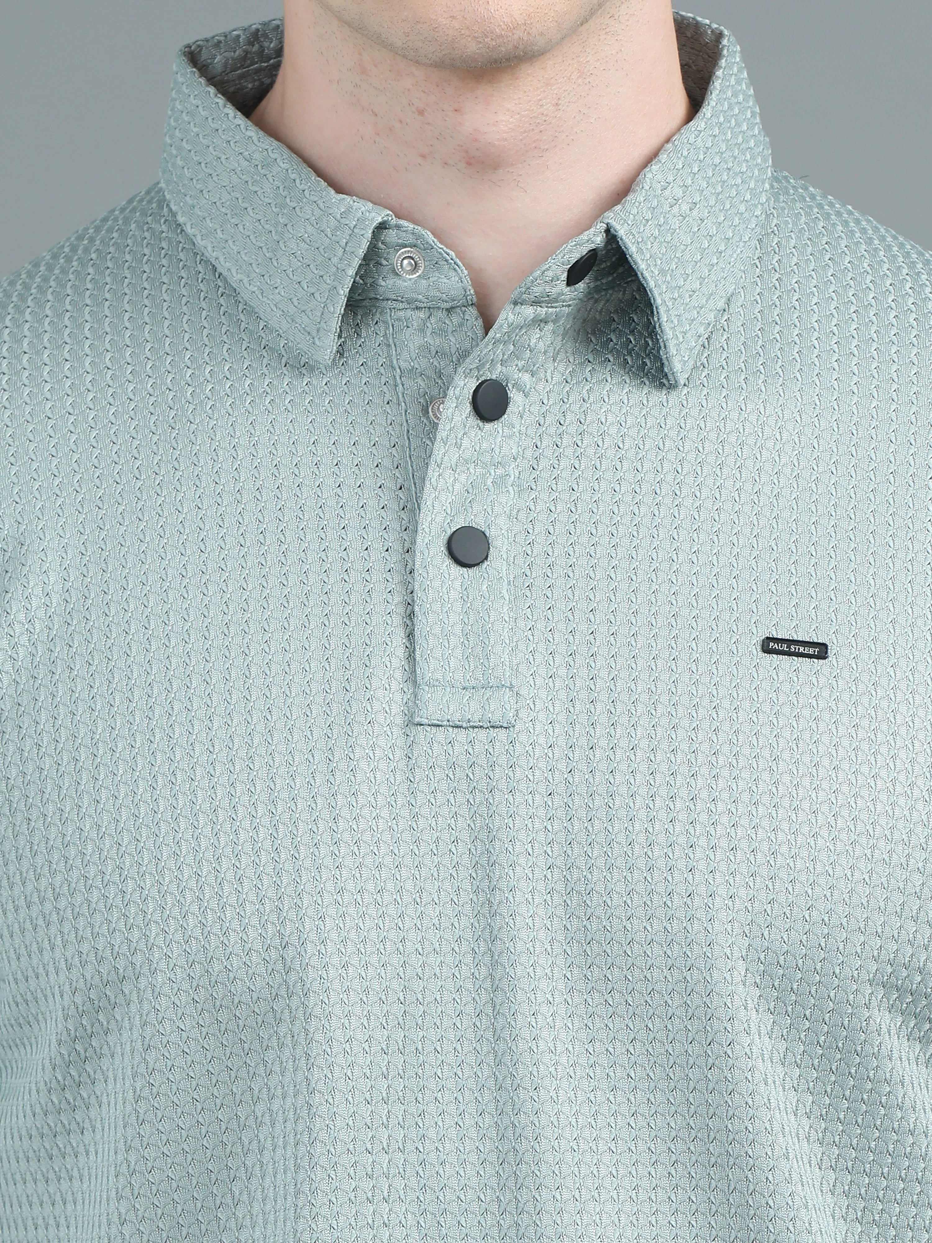 Men Ripple Polo Green T-Shirt - Image 4