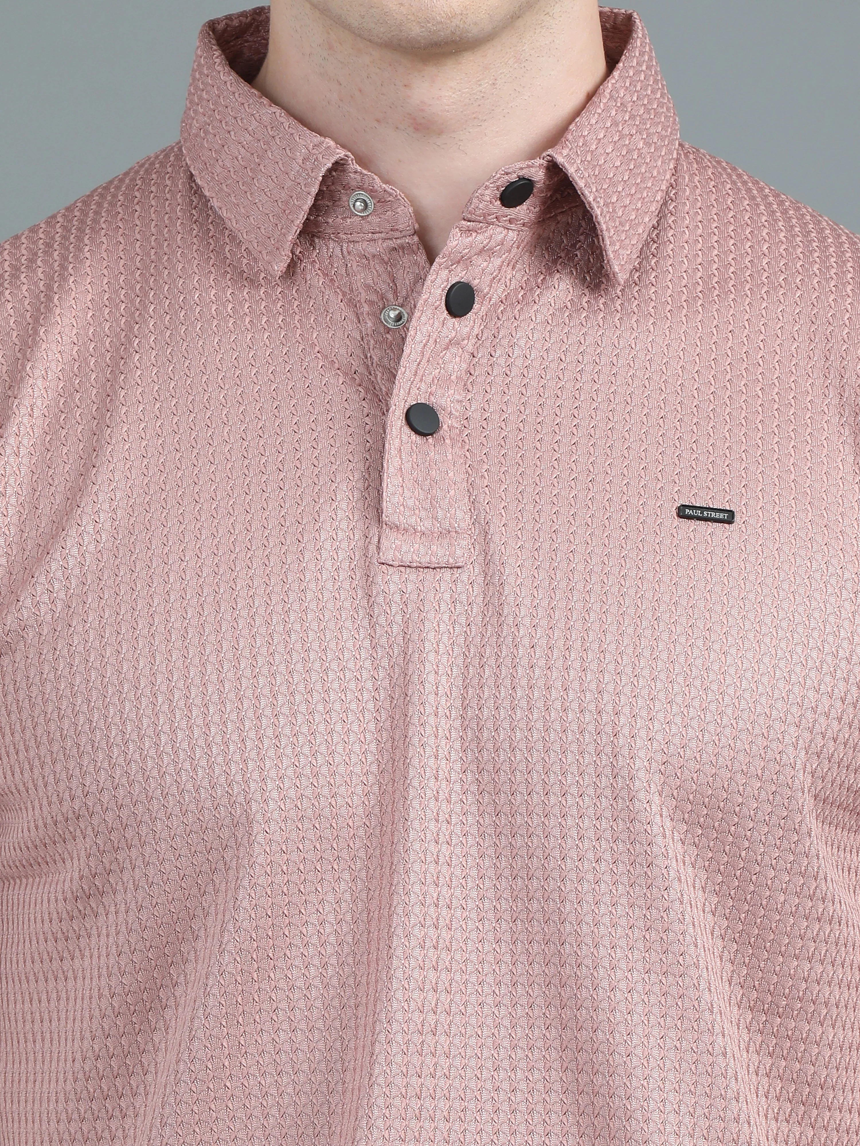 Men Ripple Polo Pink T-Shirt - Image 4