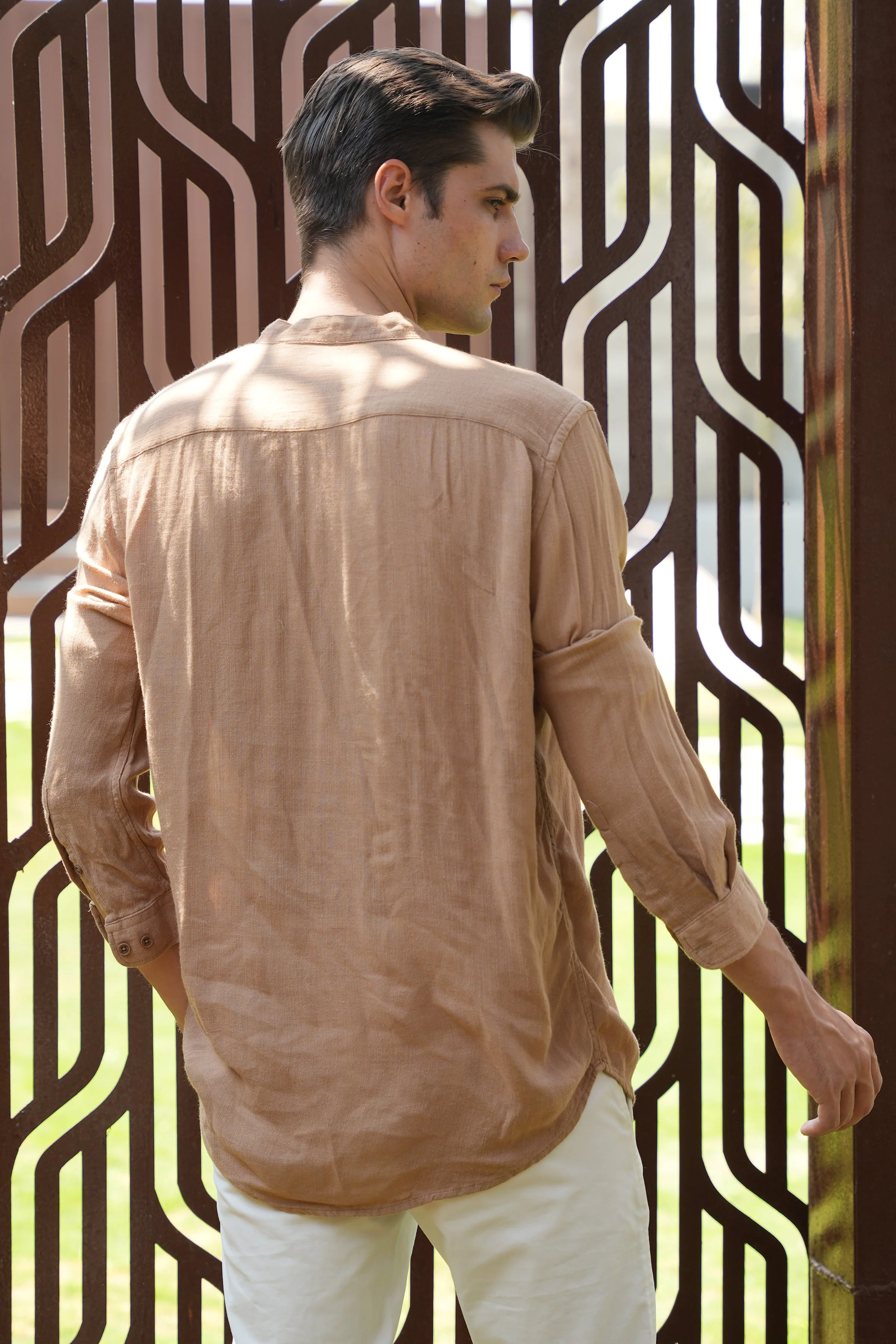 Men River Linen Kurta Khaki Vibe - Image 8