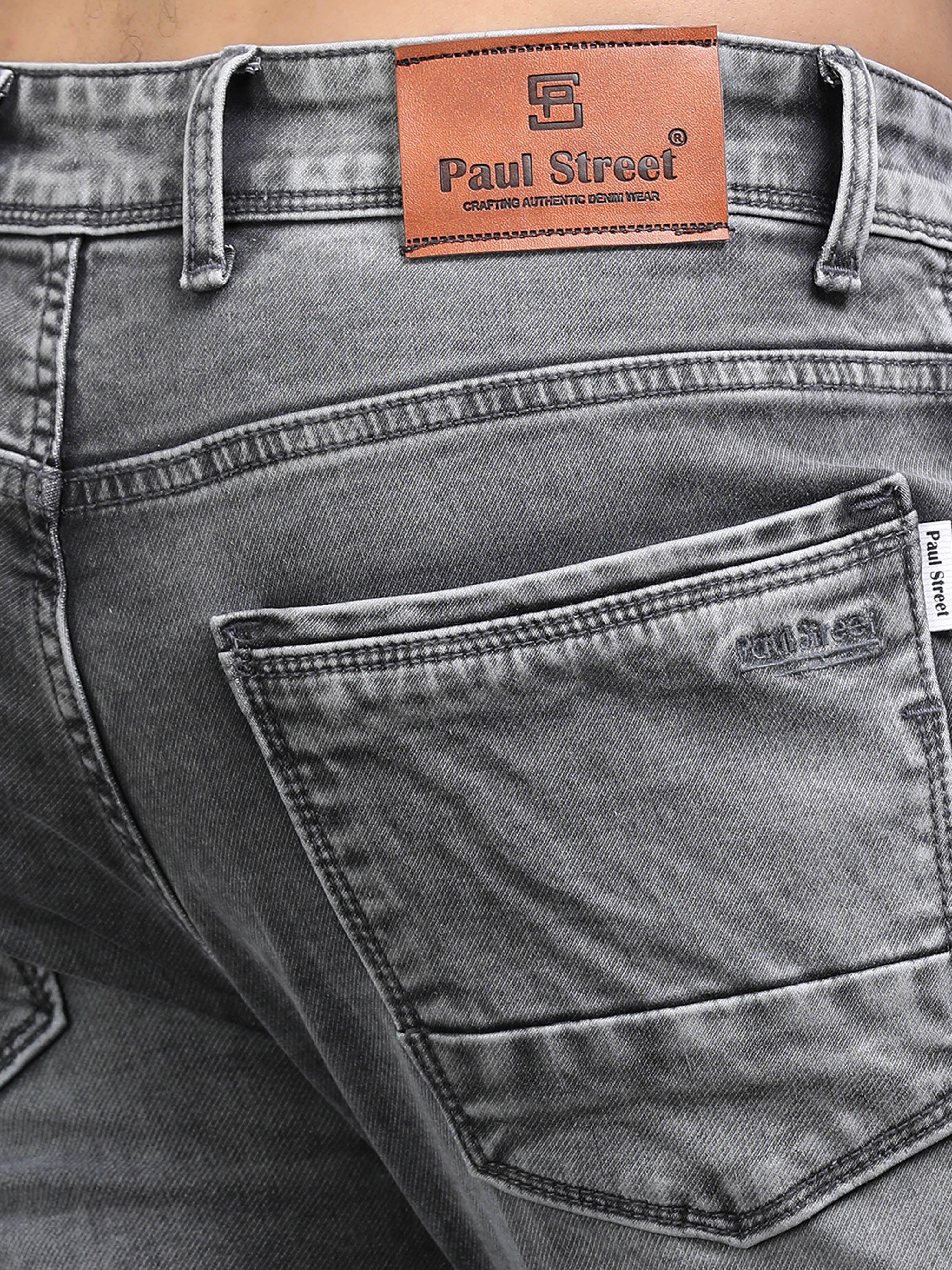 Men Rivet Ash Grey Jeans - Image 2