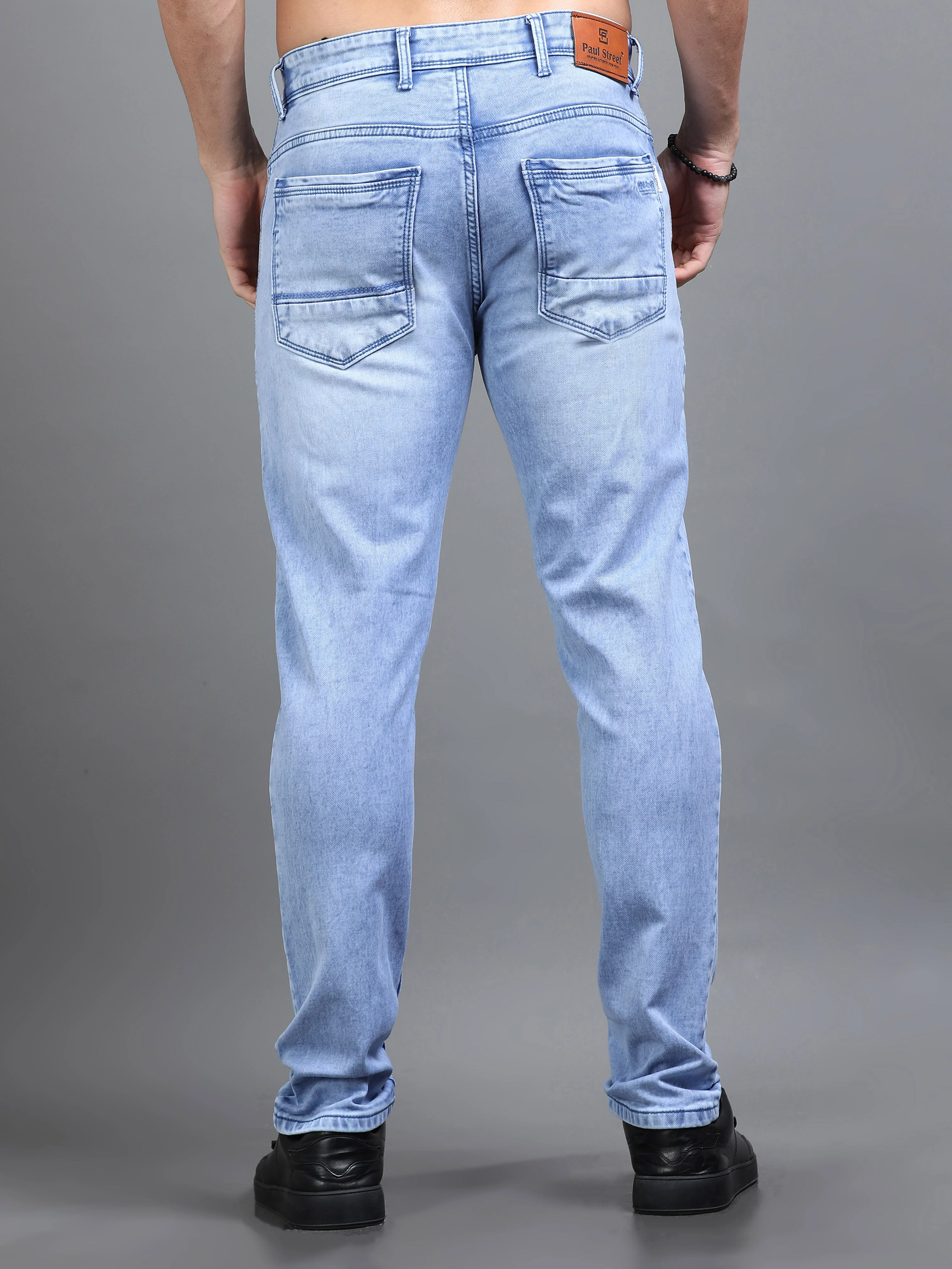 Men Rivet Ice Blue Jeans - Image 2