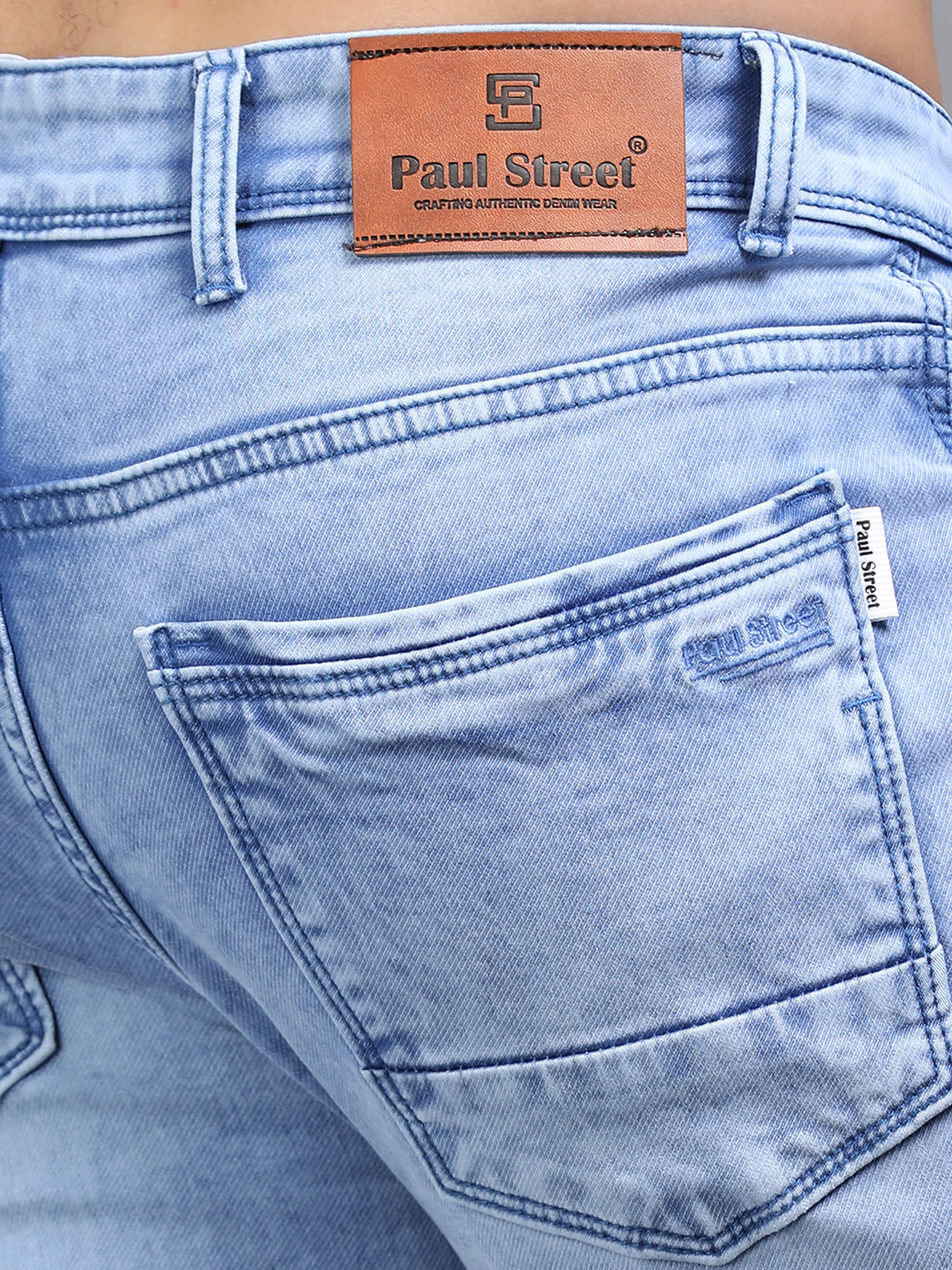 Men Rivet Ice Blue Jeans - Image 4